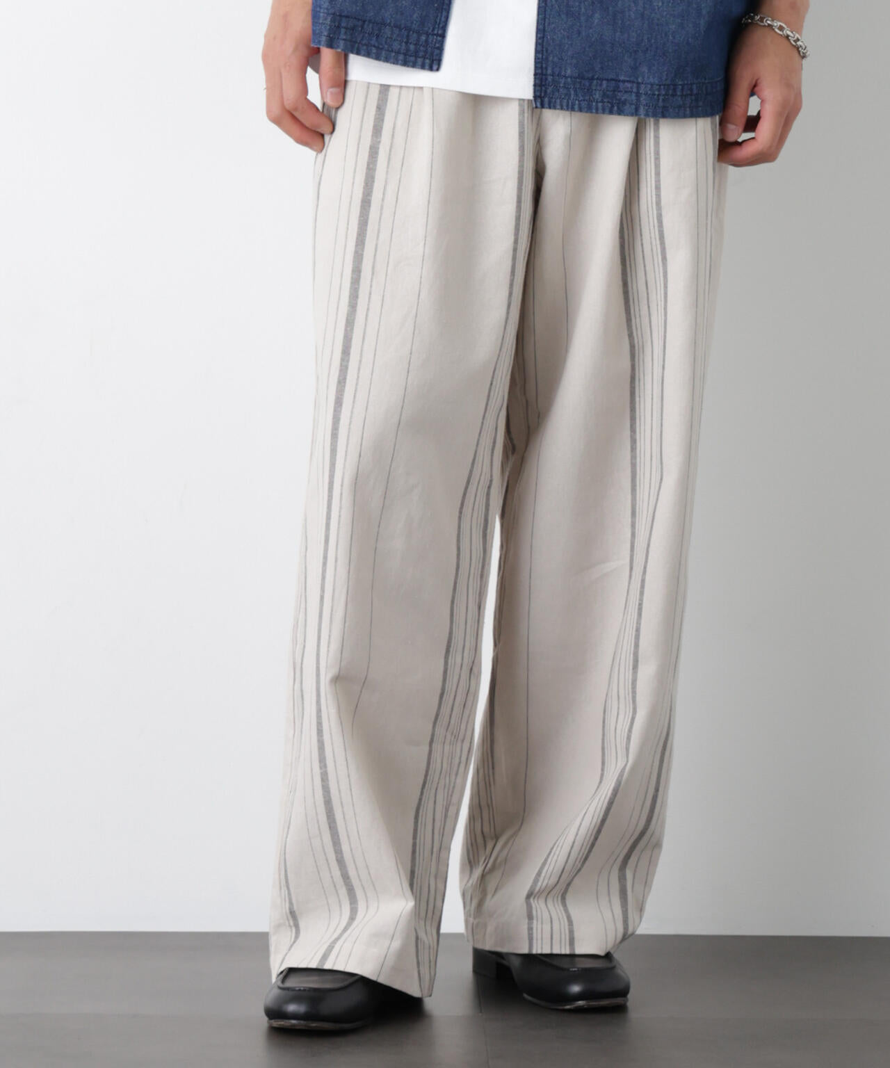 ｢FRENCH LINEN｣ ストライプスラックス 6686127218