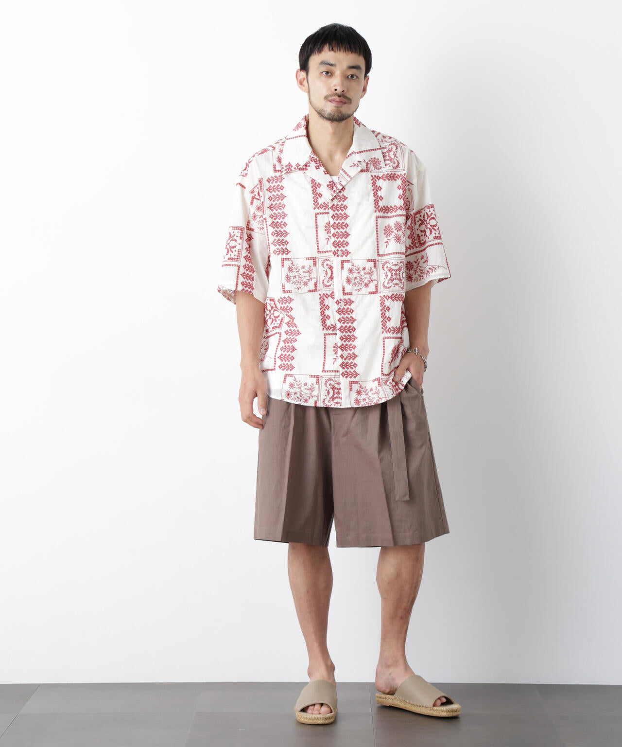 ｢FRENCH LINEN｣ ベルテッドワイドショーツ 6686128201