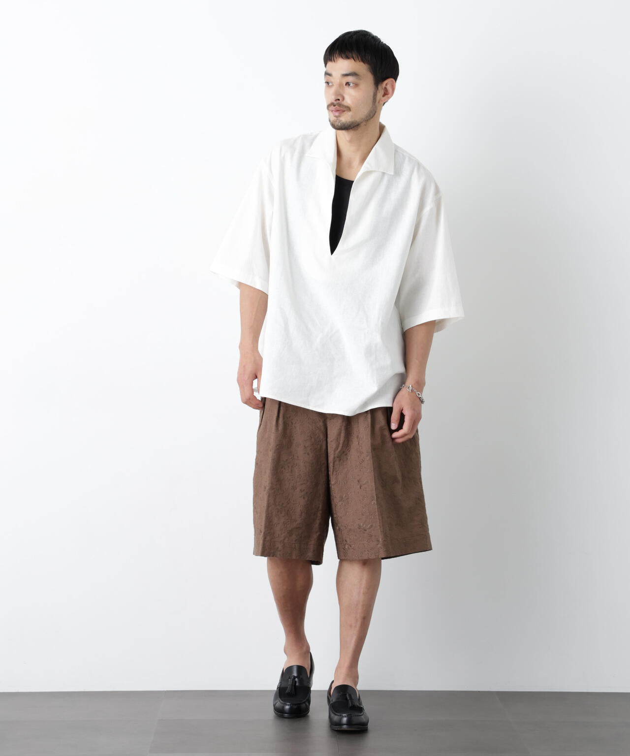 OtoNANO｣×masoret 総柄刺繍ショートパンツ(セットアップ可)