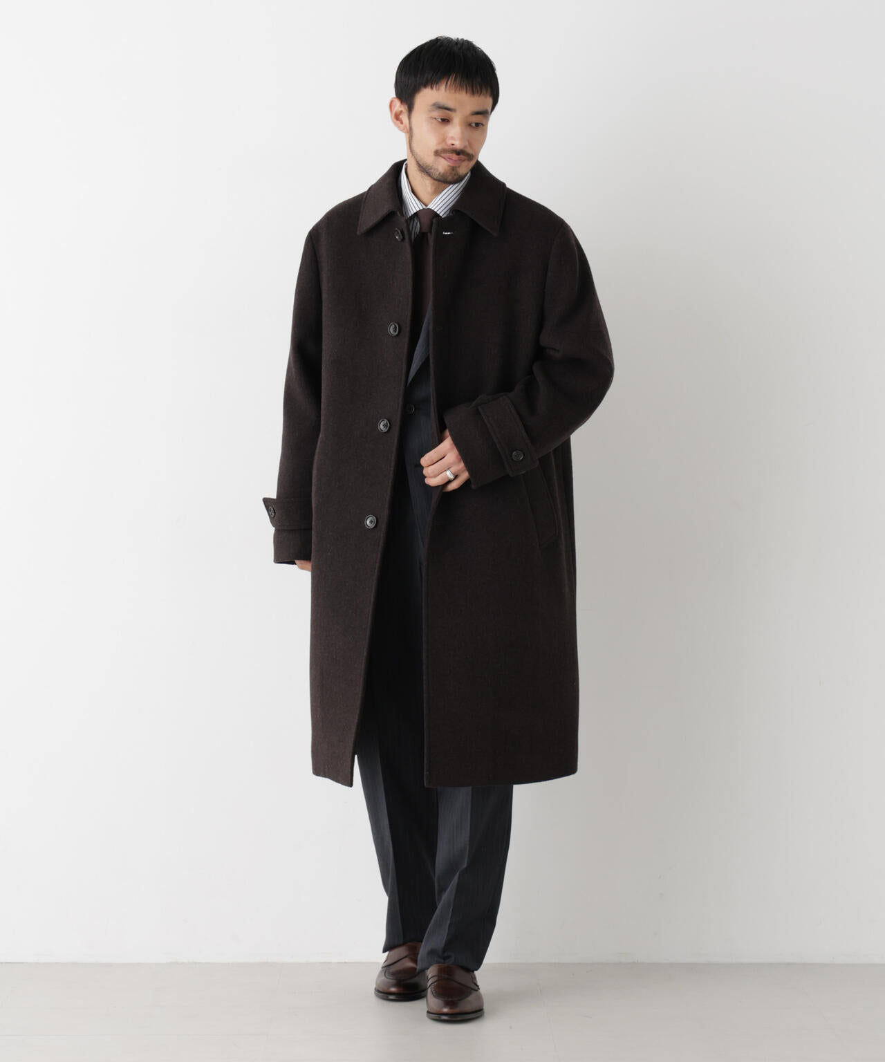 MUSICIAN ウールーコート サイズ46 黒 ウールカシミヤステンカラーコート