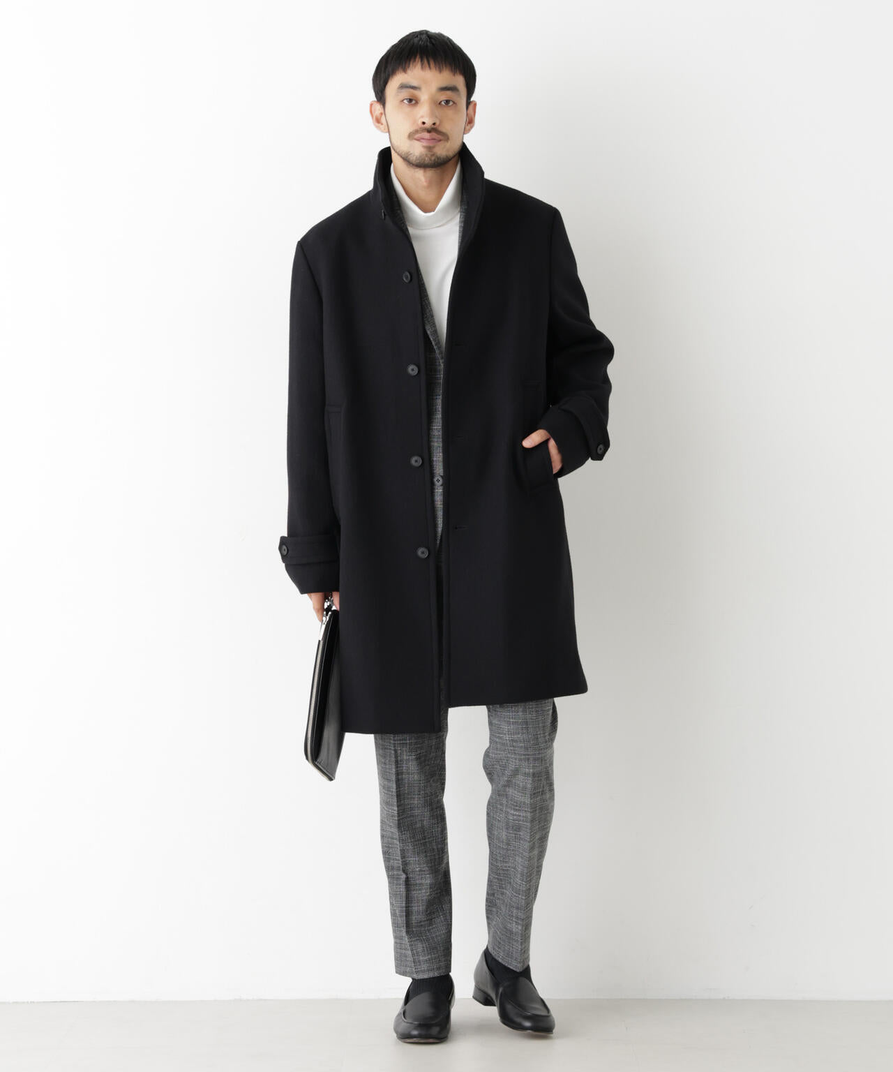 「NEW ON COAT」ウール/Nスタンドカラーコート 6686211204