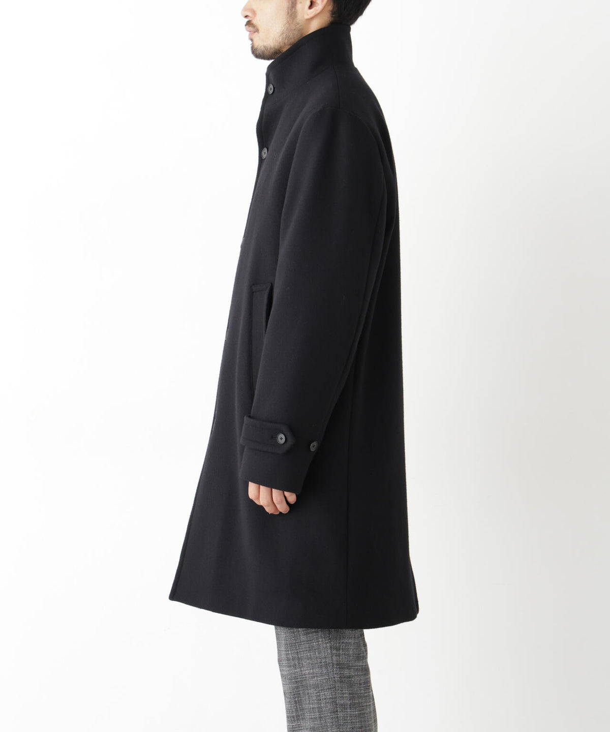 「NEW ON COAT」ウール/Nスタンドカラーコート 6686211204