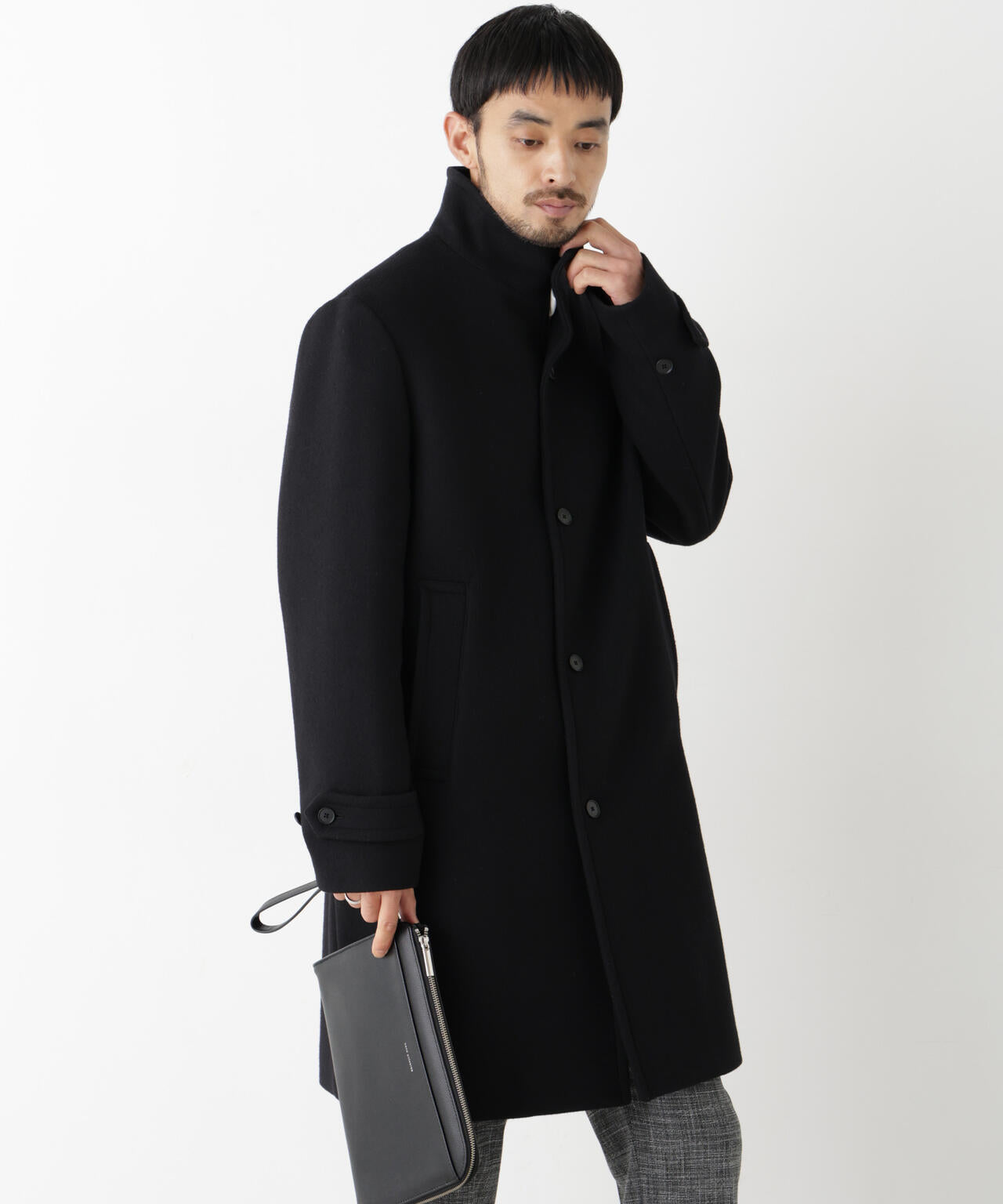 「NEW ON COAT」ウール/Nスタンドカラーコート 6686211204