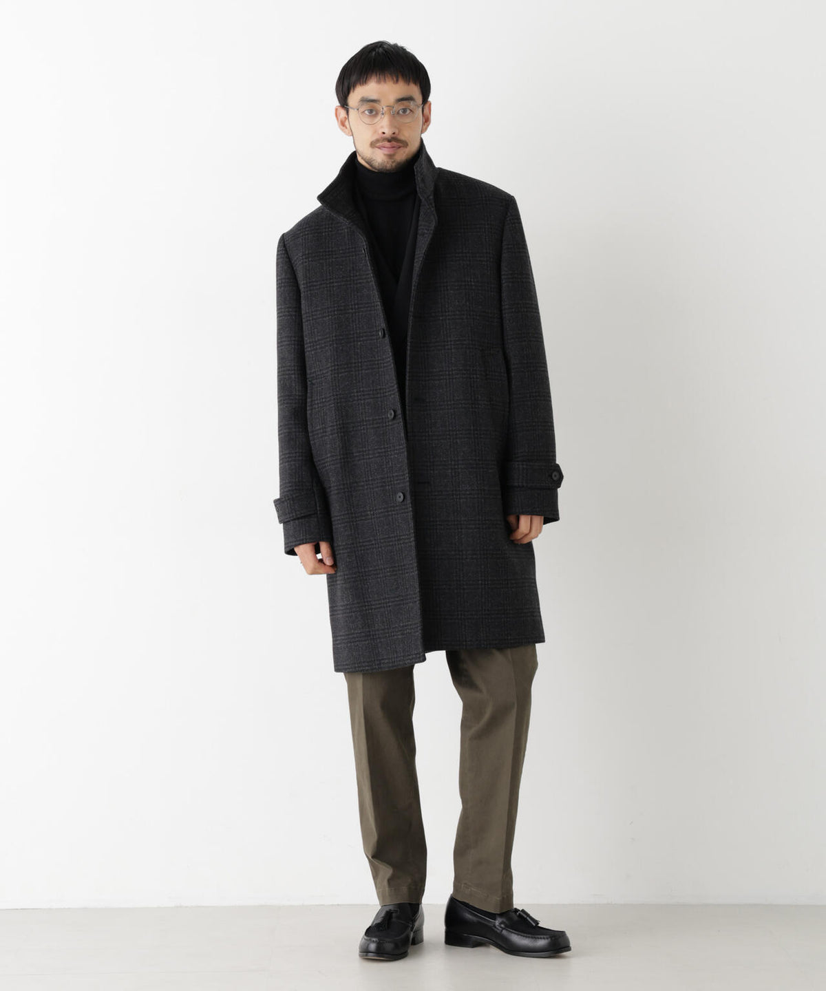 「NEW ON COAT」ウール/Nスタンドカラーコート 6686211204