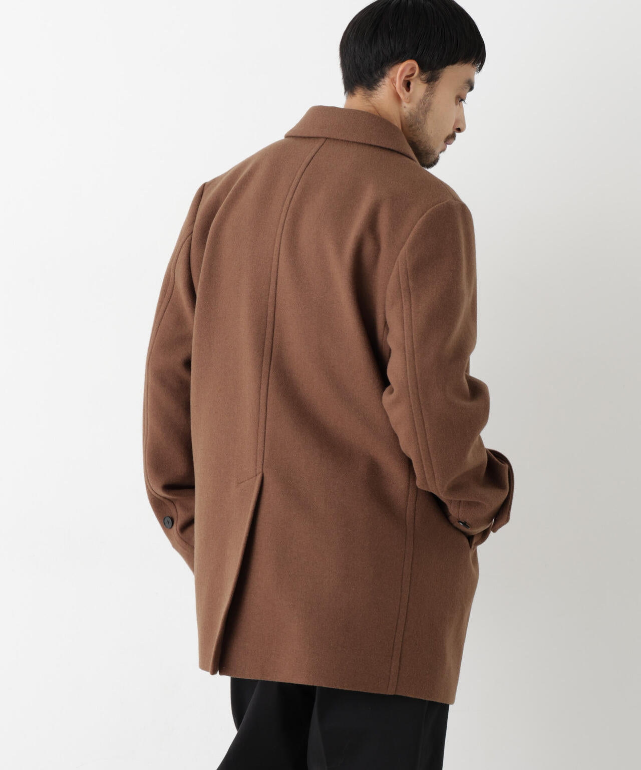「NEW ON COAT」ウール/Nショートステンカラーコート 6686211205
