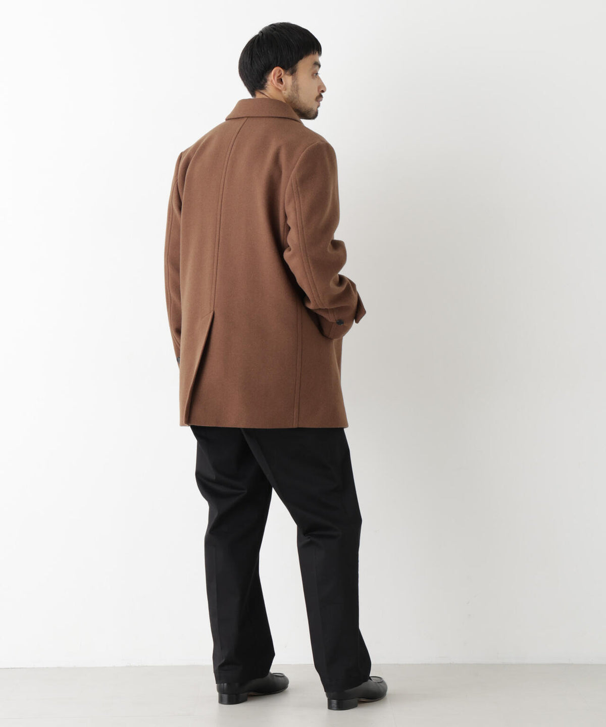 「NEW ON COAT」ウール/Nショートステンカラーコート 6686211205