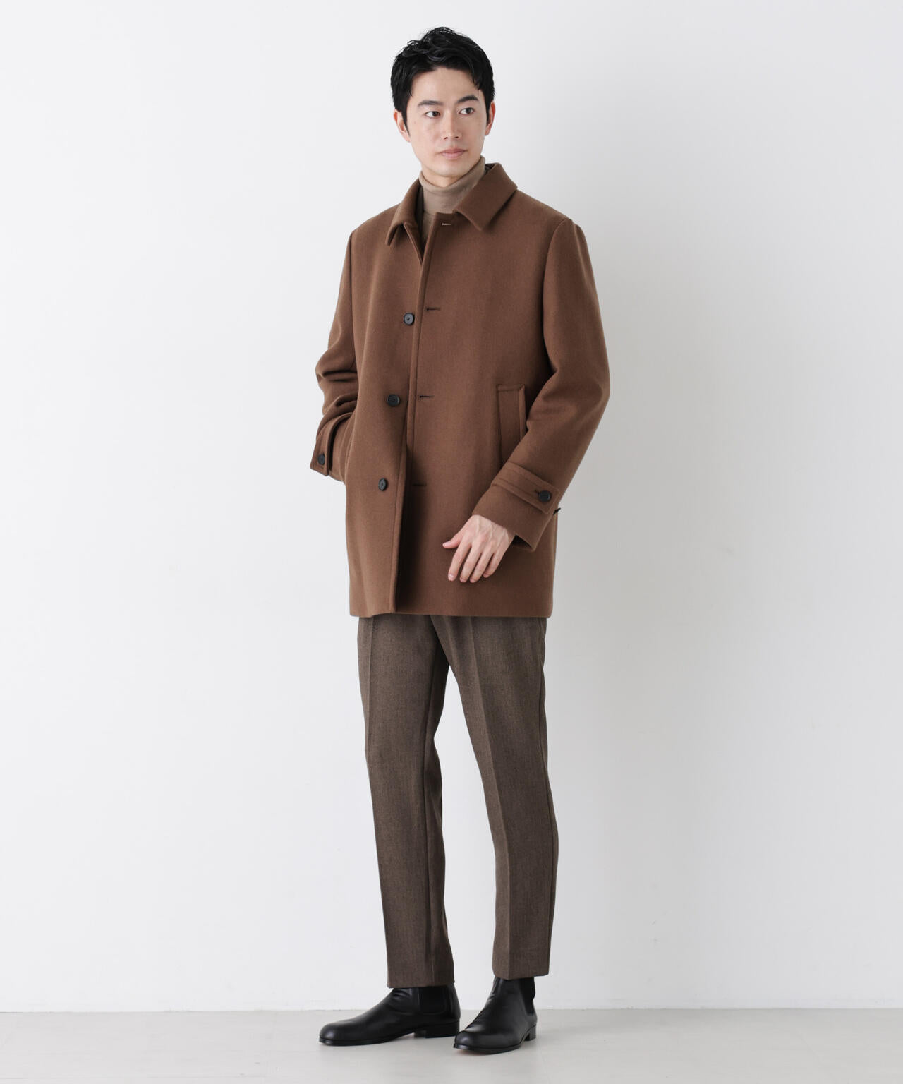 NEW ON COAT」ウール/Nショートステンカラーコート