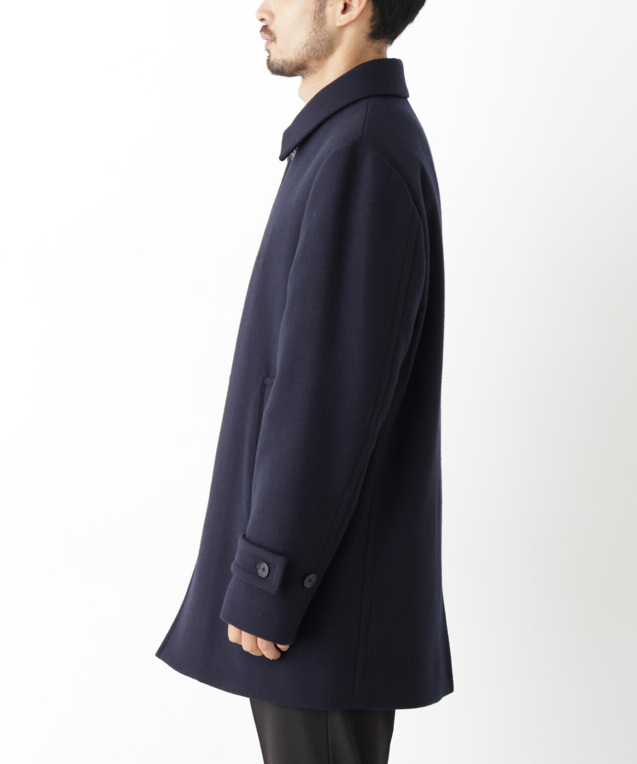 「NEW ON COAT」ウール/Nショートステンカラーコート 6686211205