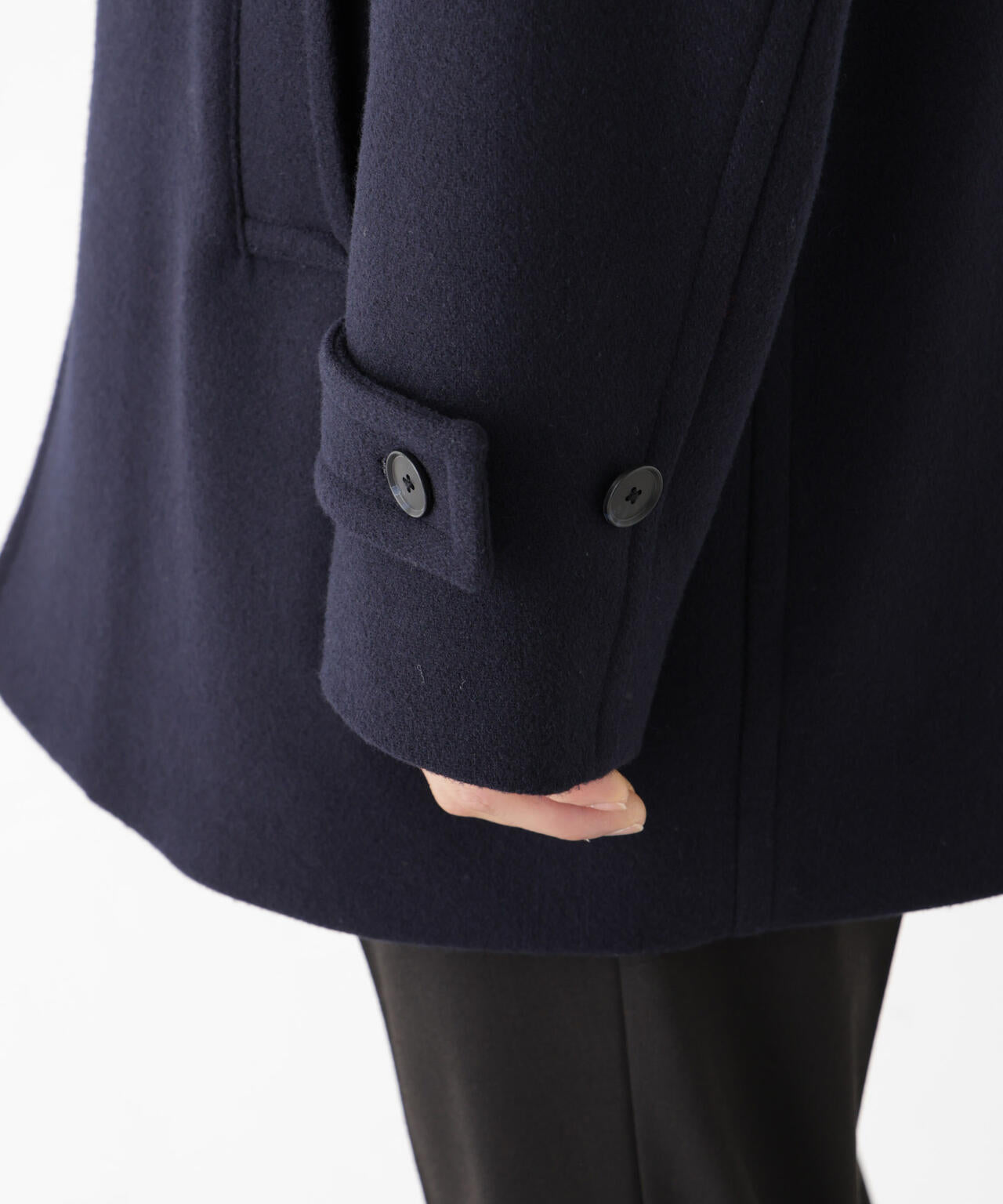 「NEW ON COAT」ウール/Nショートステンカラーコート 6686211205