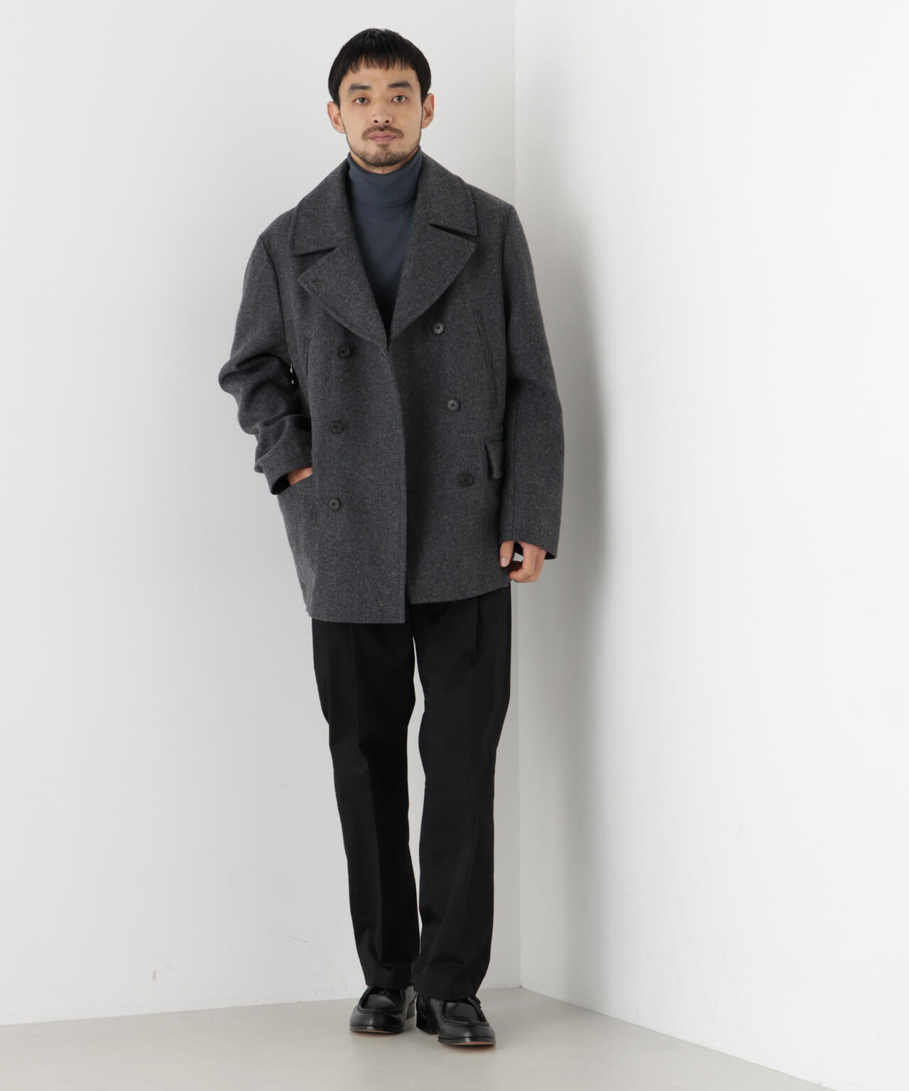 「NEW ON COAT」ウール/NショートPコート 6686211206