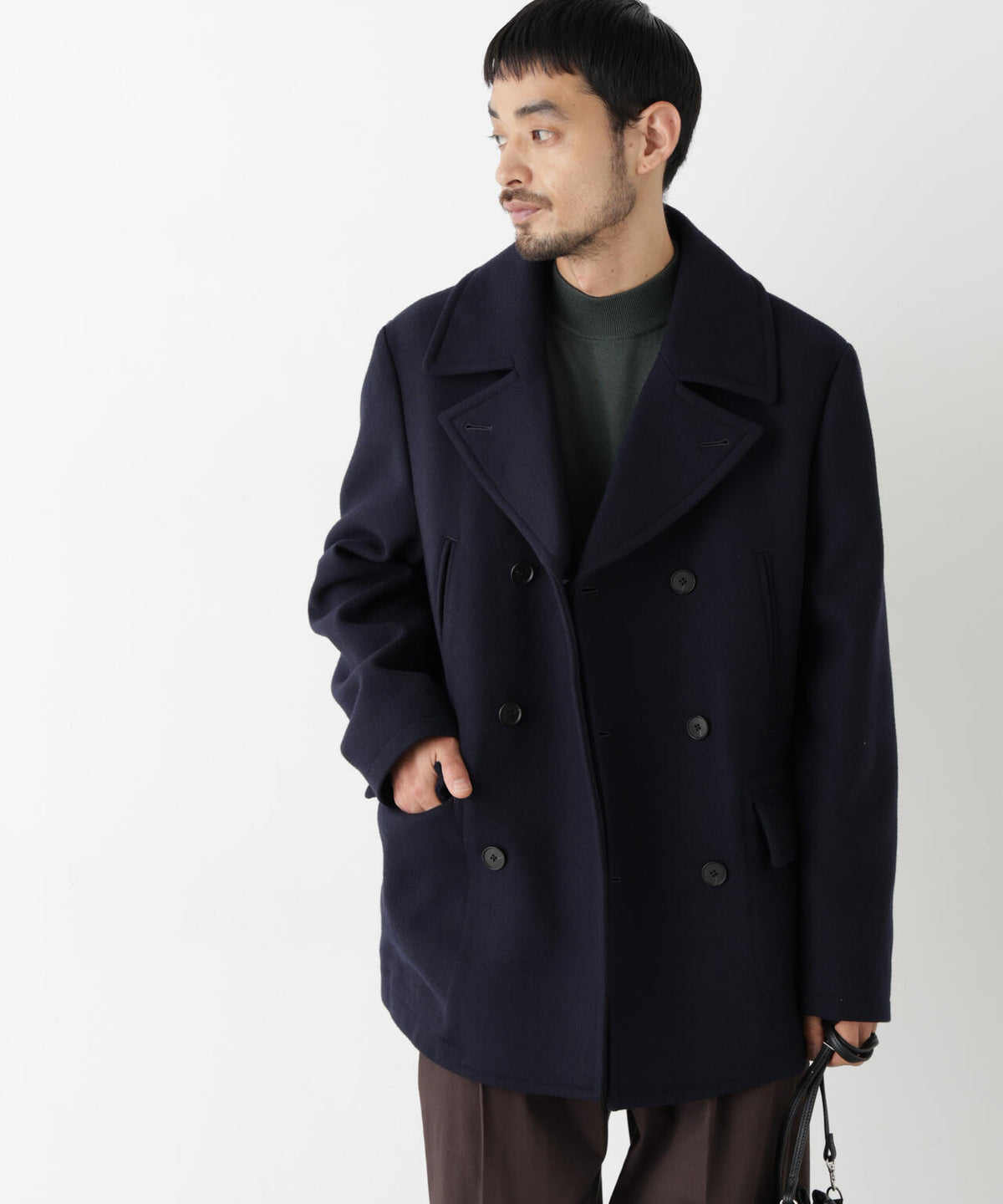 「NEW ON COAT」ウール/NショートPコート 6686211206