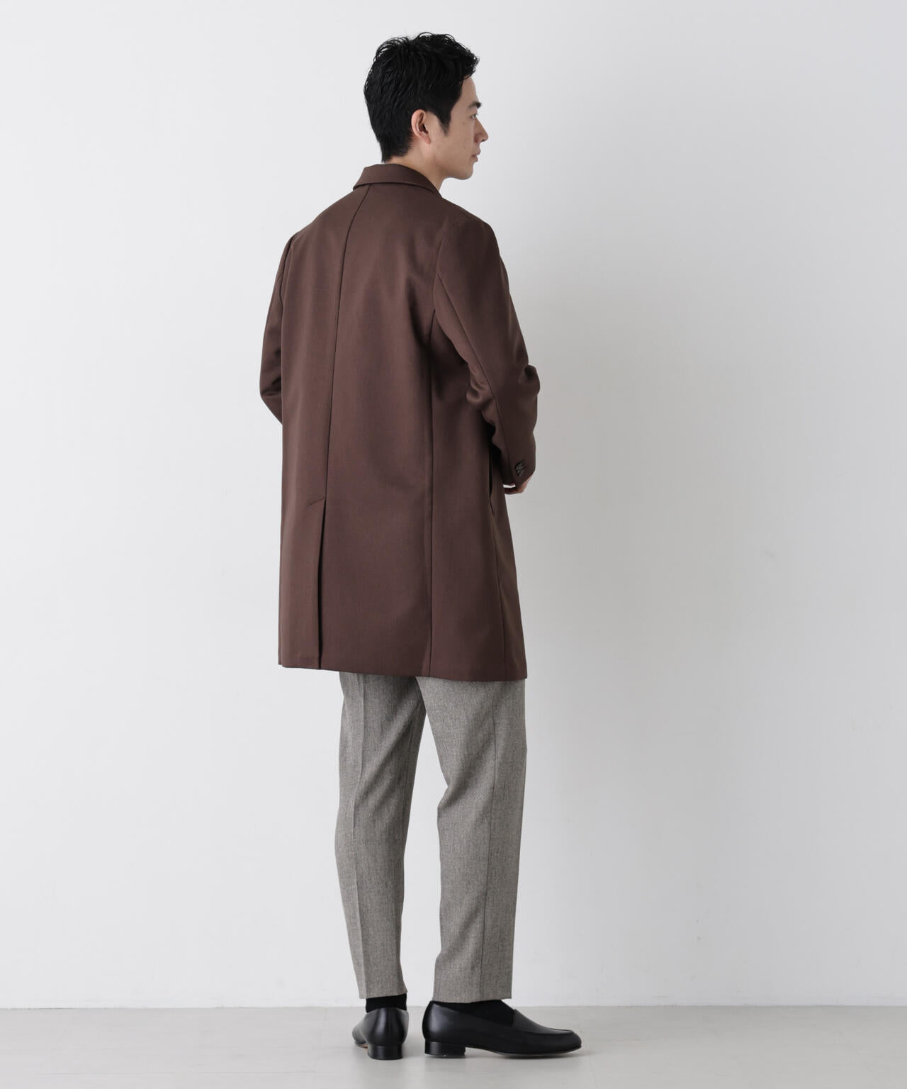 【定価¥39,600-】未使用 ナノユニバース チェスターコート ブラウン系 S DOWN FABRIC チェスターフィールドコート