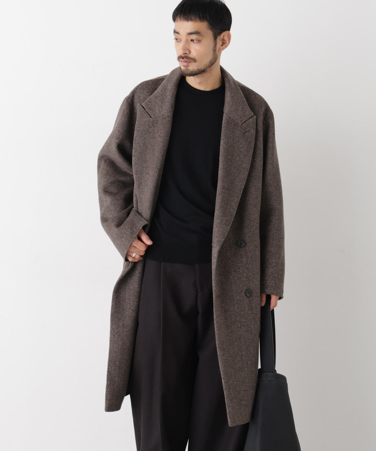 ｢ASSEMBLANC｣ カシミヤブレンドリバーピークドラペルダブルコート 6686211209
