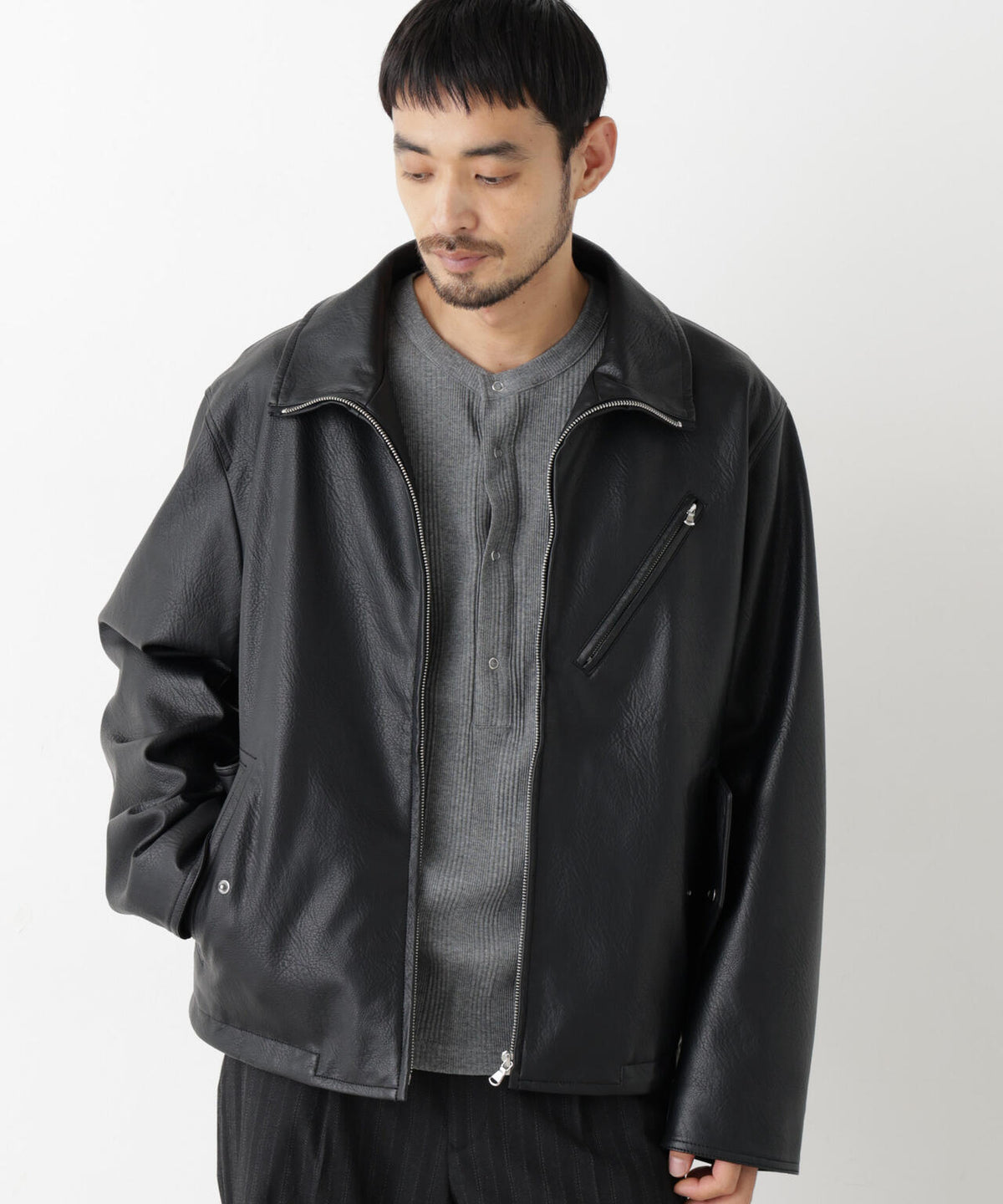 「SURPLUS」 フェイクレザーブルゾン 6686212208