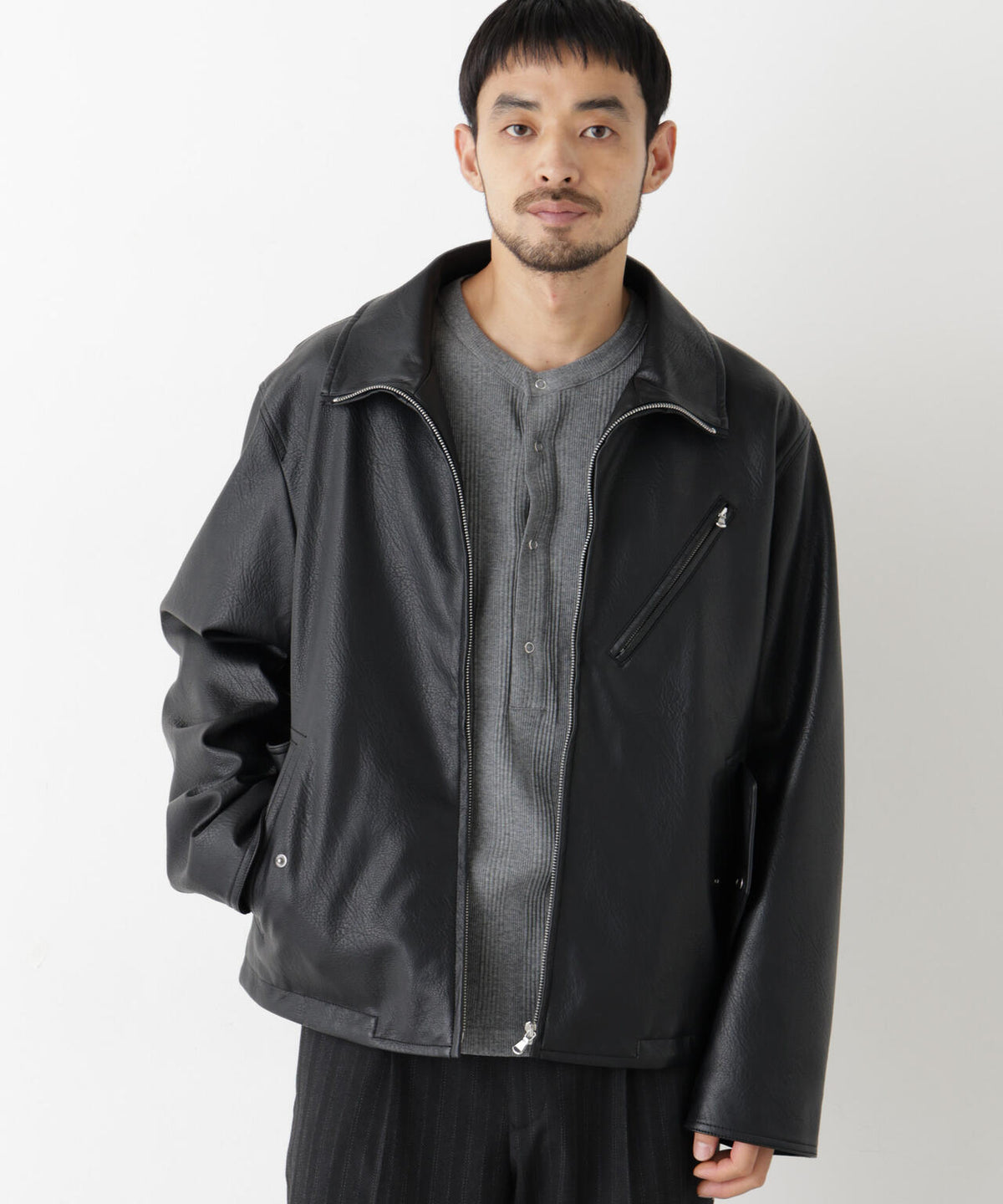 「SURPLUS」 フェイクレザーブルゾン 6686212208