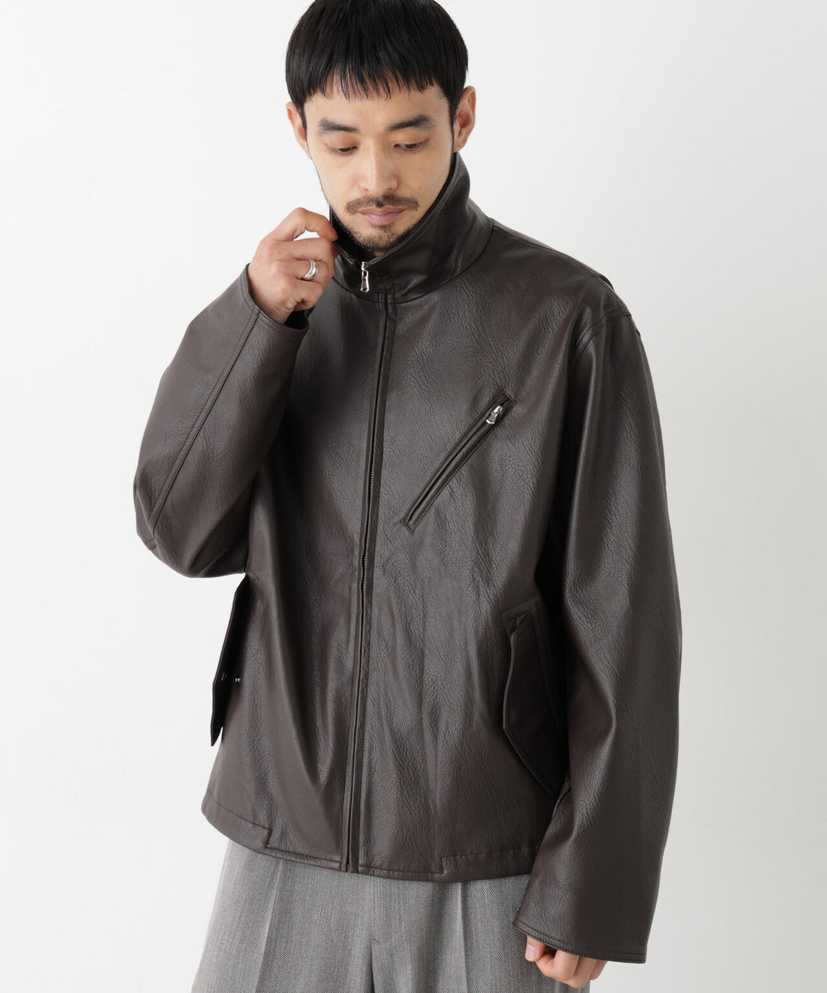 「SURPLUS」 フェイクレザーブルゾン 6686212208