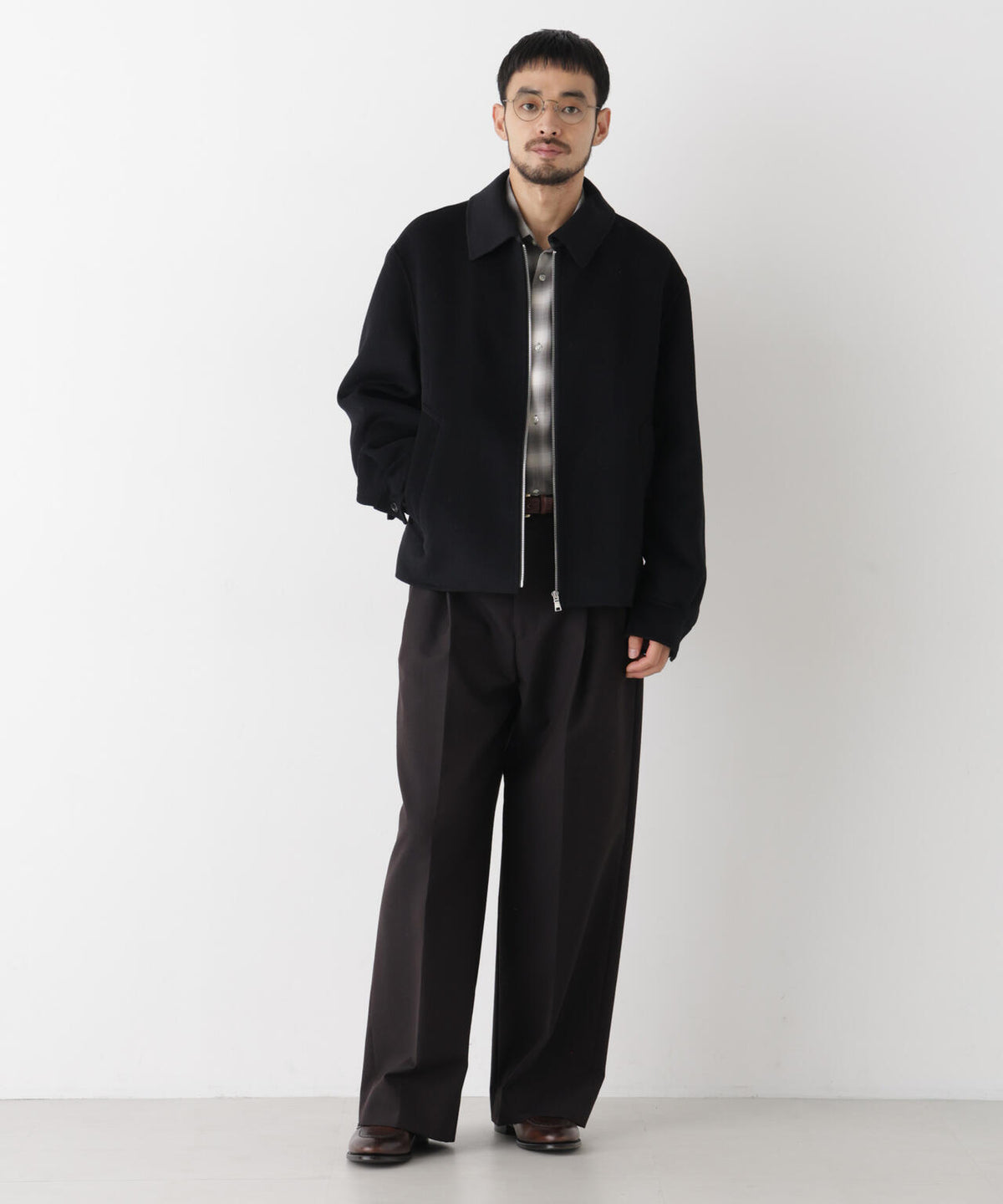 ｢ASSEMBLANC｣ カシミヤブレンドリバーZIPブルゾン 6686212214