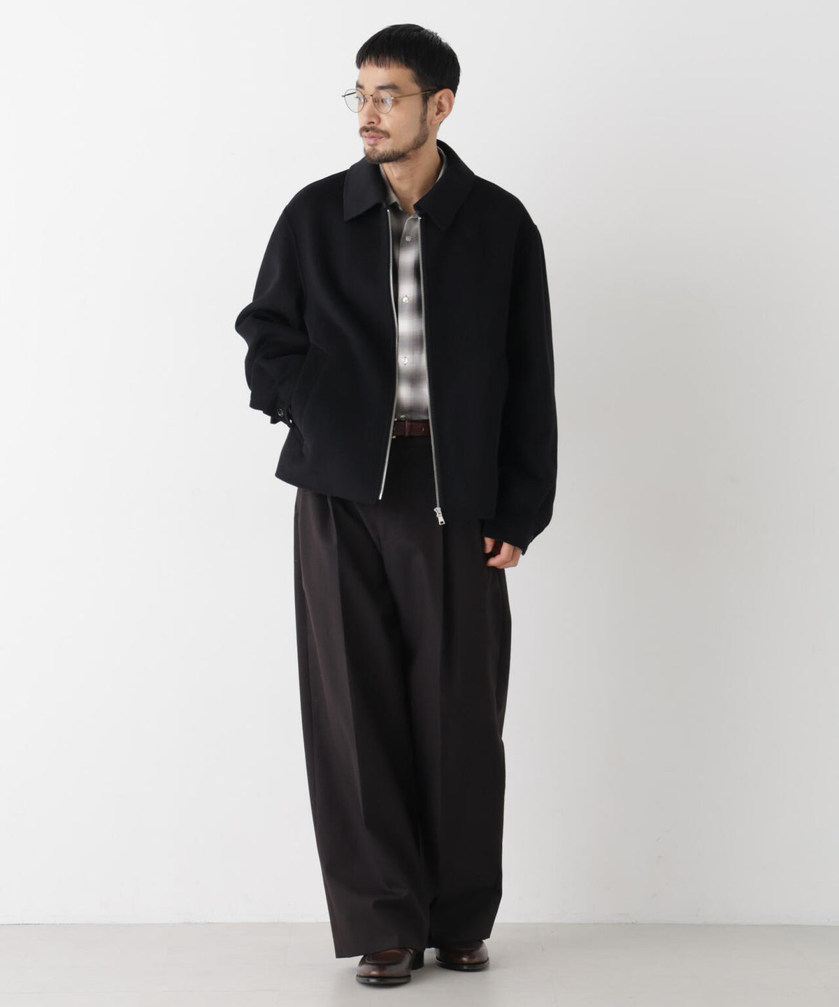 ｢ASSEMBLANC｣ カシミヤブレンドリバーZIPブルゾン 6686212214