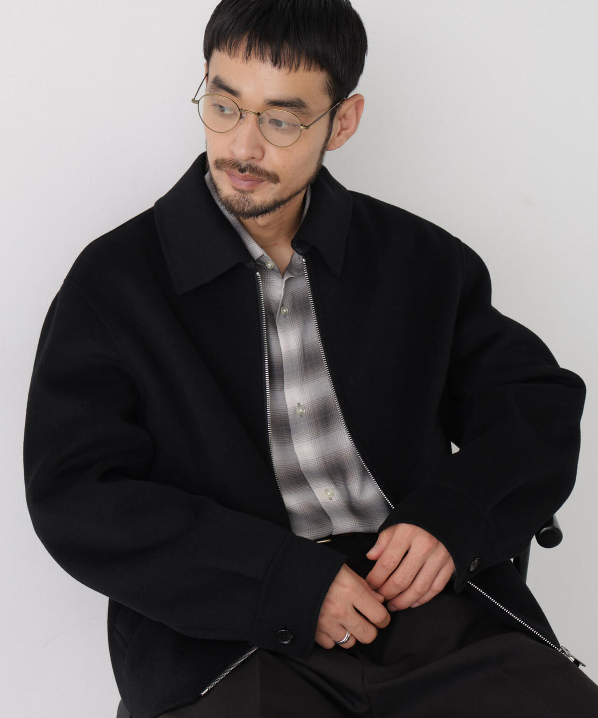 ｢ASSEMBLANC｣ カシミヤブレンドリバーZIPブルゾン 6686212214