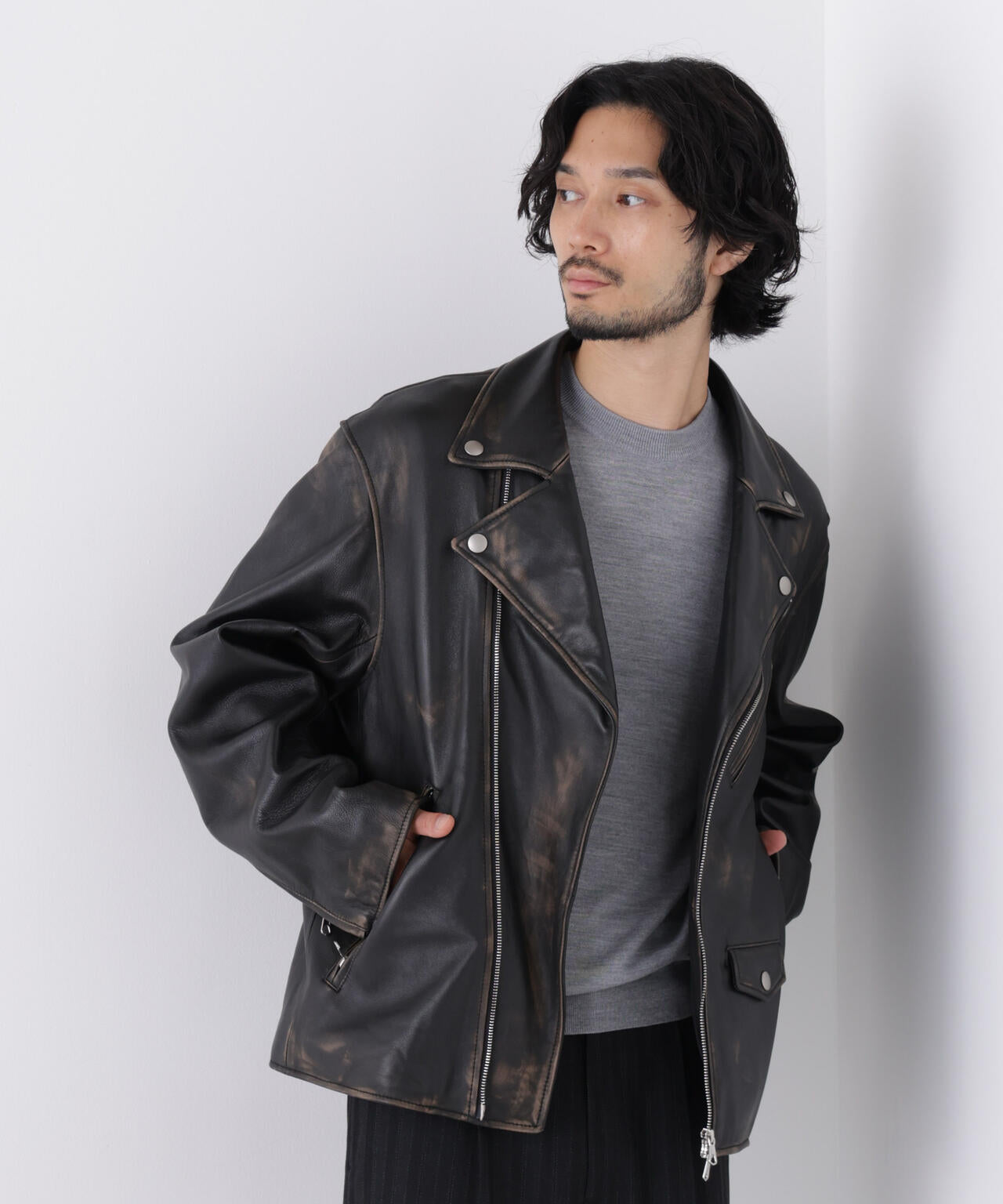 ｢ASSEMBLANC｣ レザーダブルライダース 6686213201