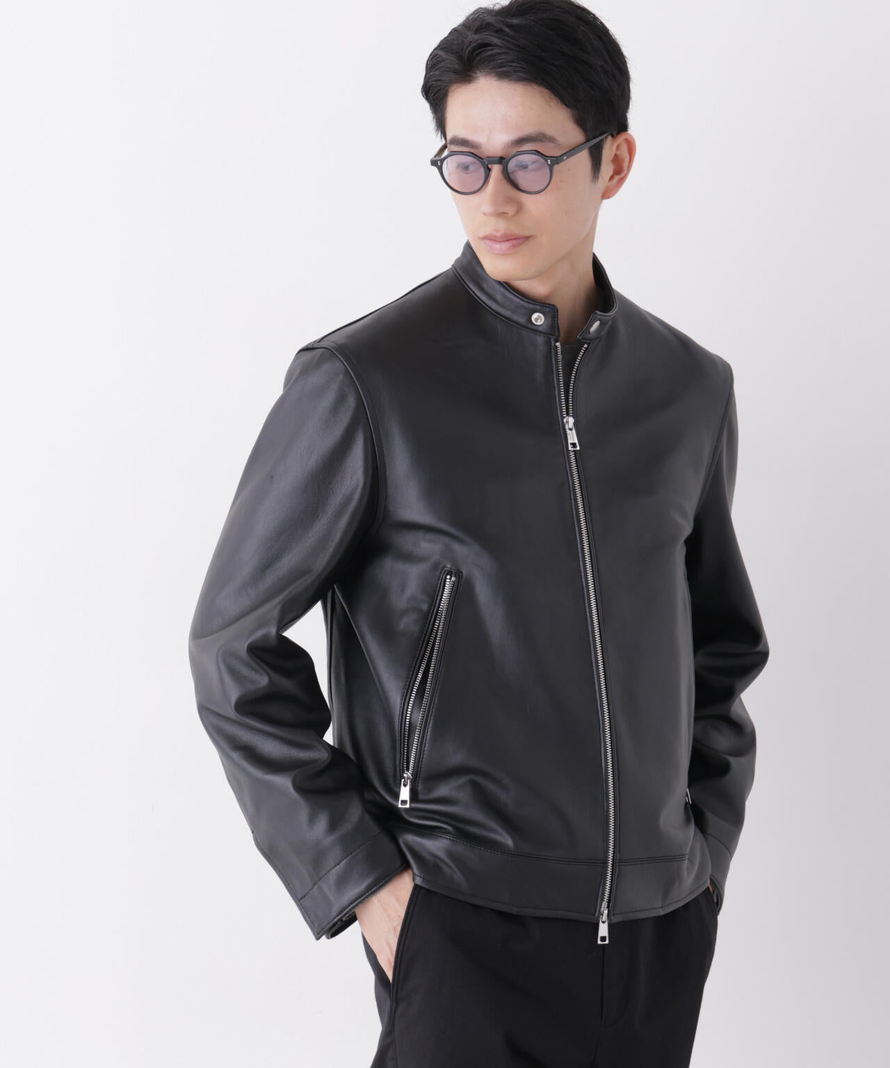 ラムナッパレザーシングルライダースジャケット 6686213202