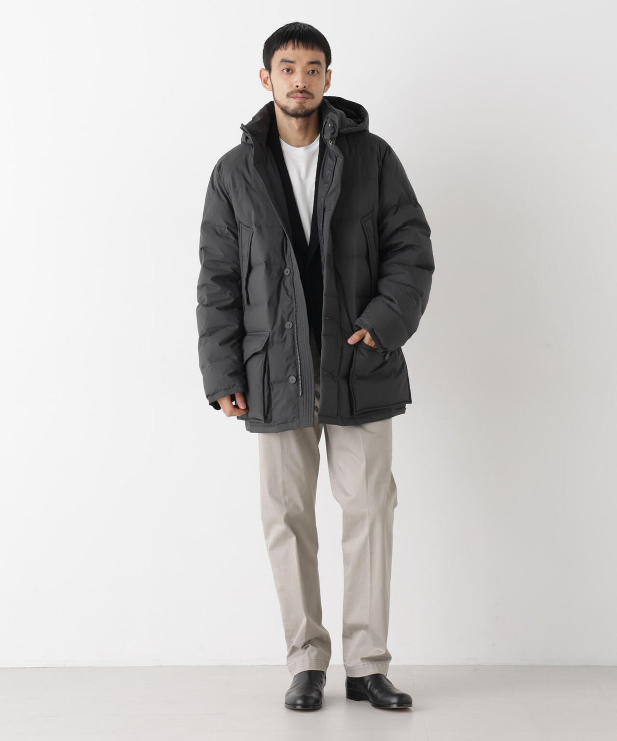 ALLIED FEATHER＋DOWN ステッチミドルダウン フード脱着/撥水 6686214202