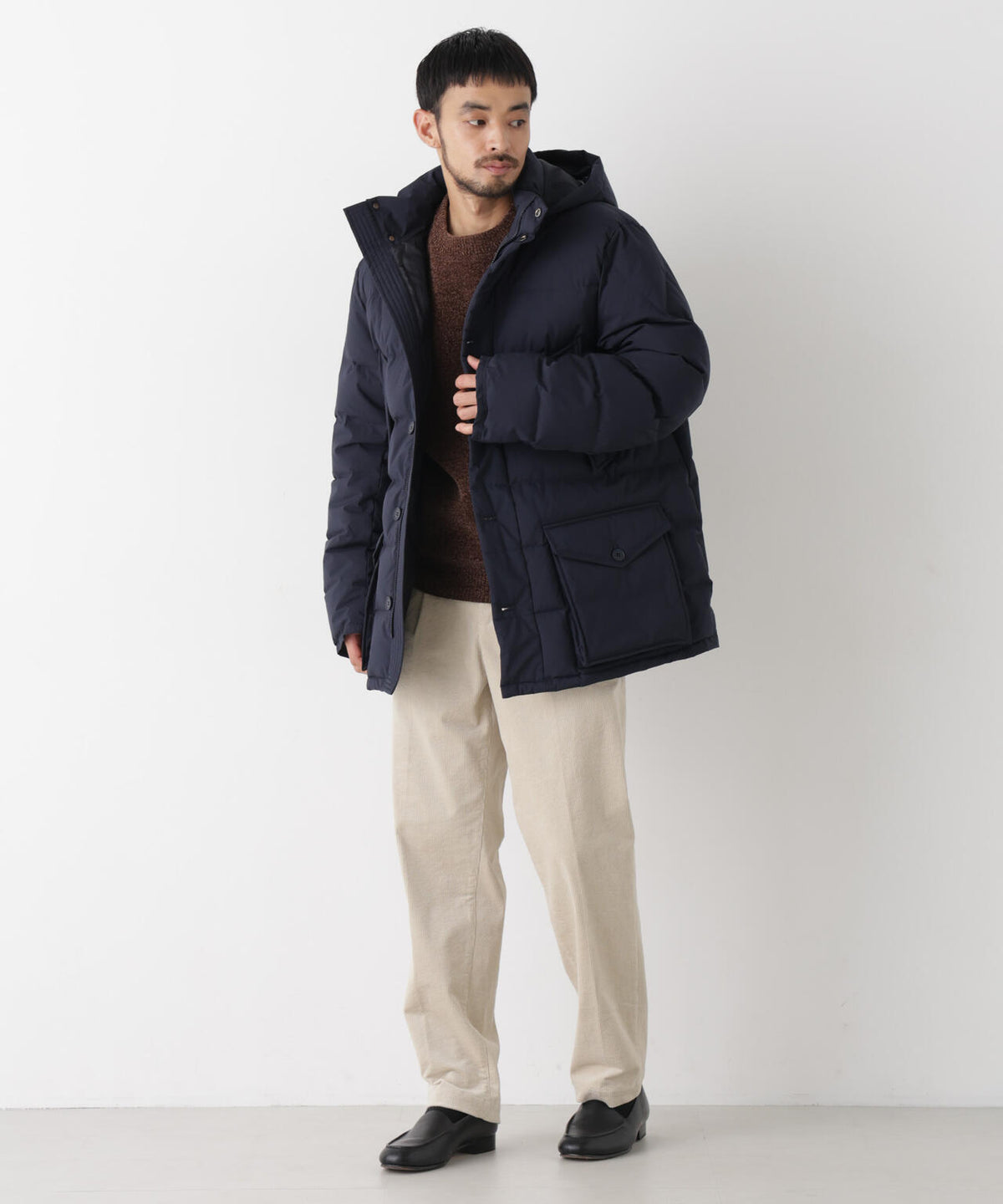 ALLIED FEATHER＋DOWN ステッチミドルダウン フード脱着/撥水 6686214202