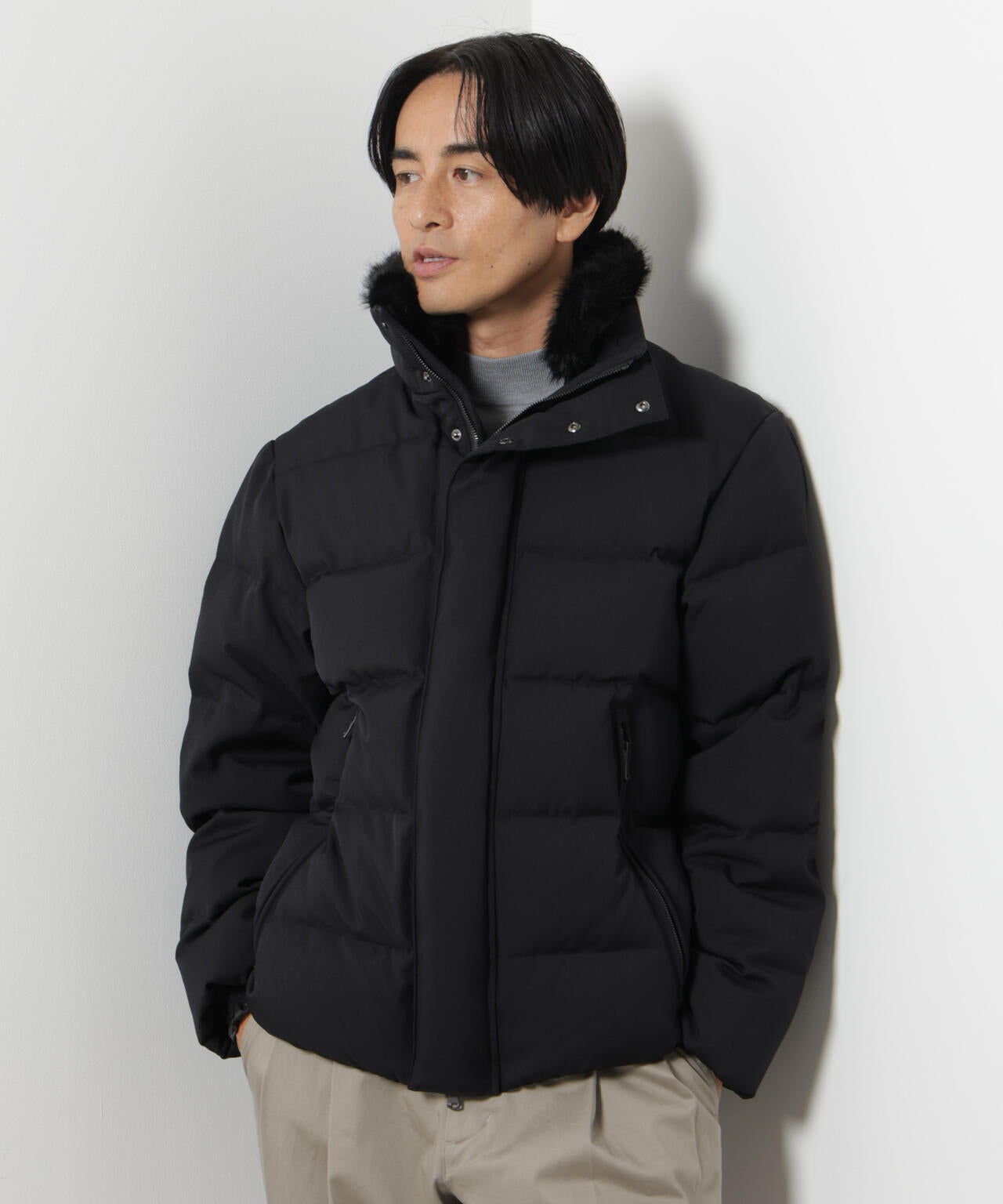 「西川ダウン(R)」サージフェイクファーカラーショートダウン 6686214205