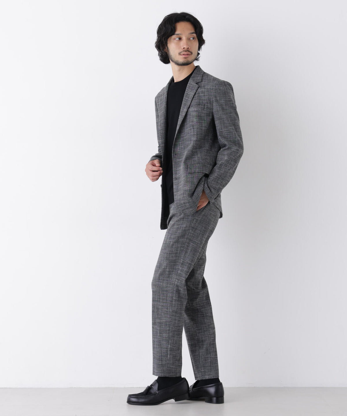 【ストレッチ/マシンウォッシャブル】｢Damerino｣ T/Rスラブストレッチセットアップ/WASHABLE 6686218202