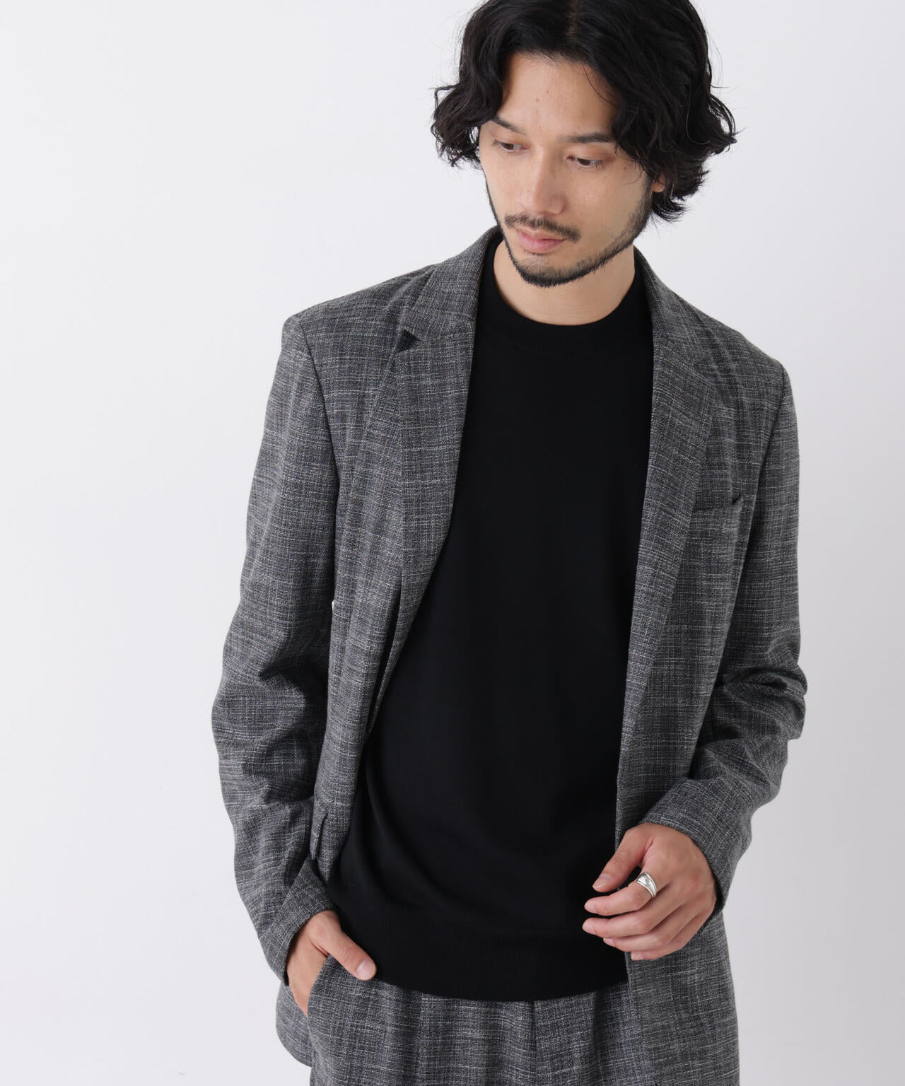ストレッチ/マシンウォッシャブル】｢Damerino｣ T/Rスラブストレッチ