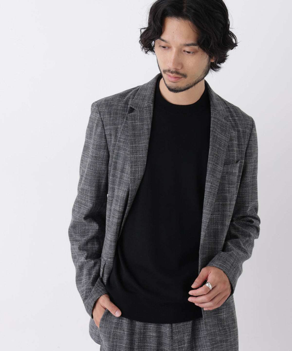 【ストレッチ/マシンウォッシャブル】｢Damerino｣ T/Rスラブストレッチセットアップ/WASHABLE 6686218202