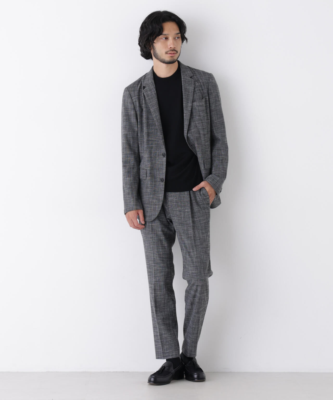 ストレッチ/マシンウォッシャブル】｢Damerino｣ T/Rスラブストレッチ