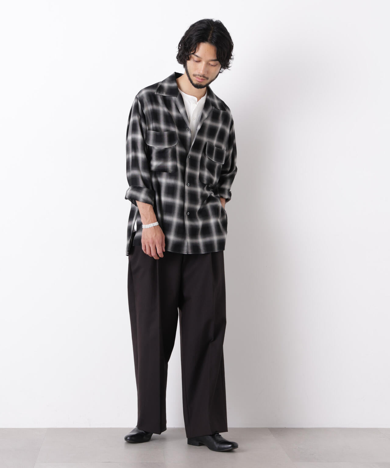 ｢ASSEMBLANC｣ レーヨンオンブレーシャツ(セットアップ可) 6686220203