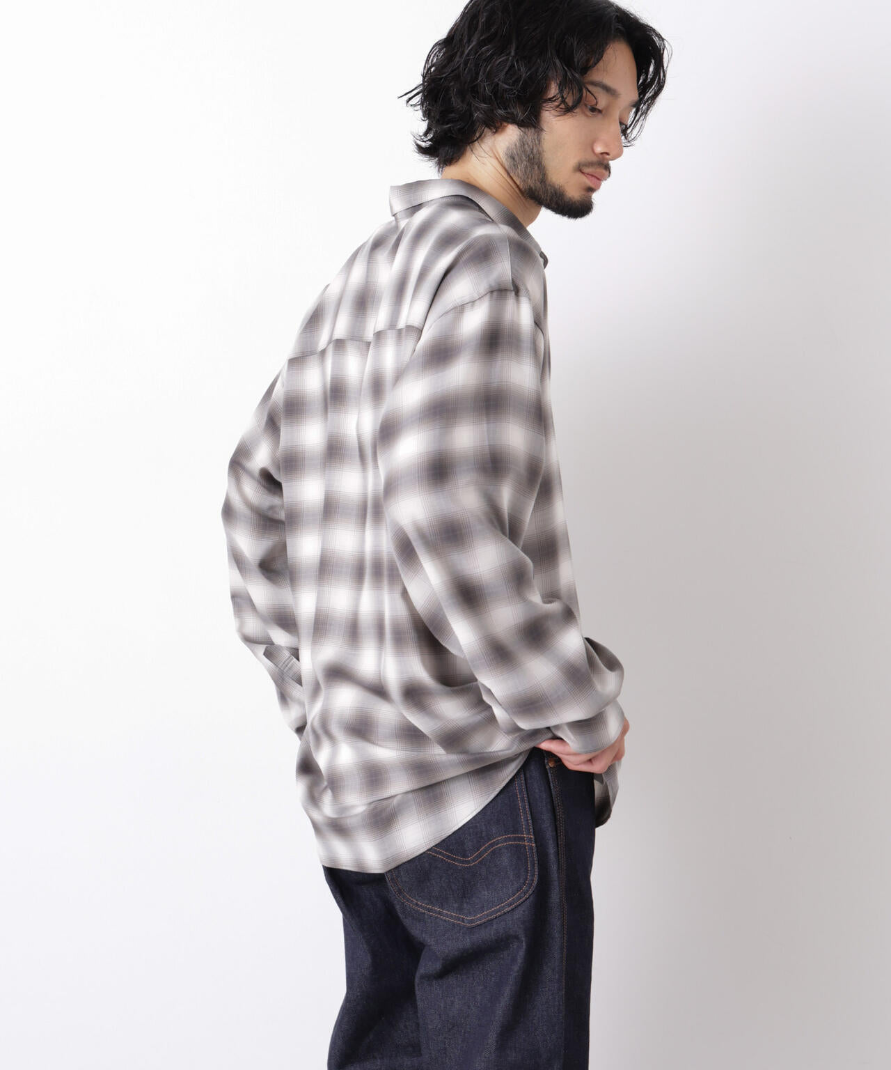 ｢OtoNANO｣LIM-BRESS クリアチェックワイドシャツ 長袖 6686220208
