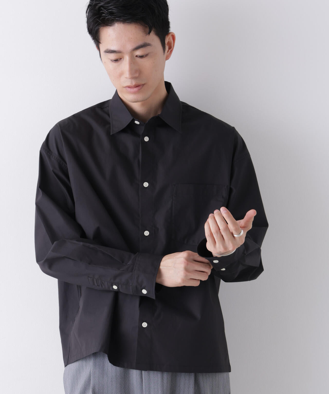 ｢James Fabric｣ ボクシークロップドシャツブルゾン 6686220210