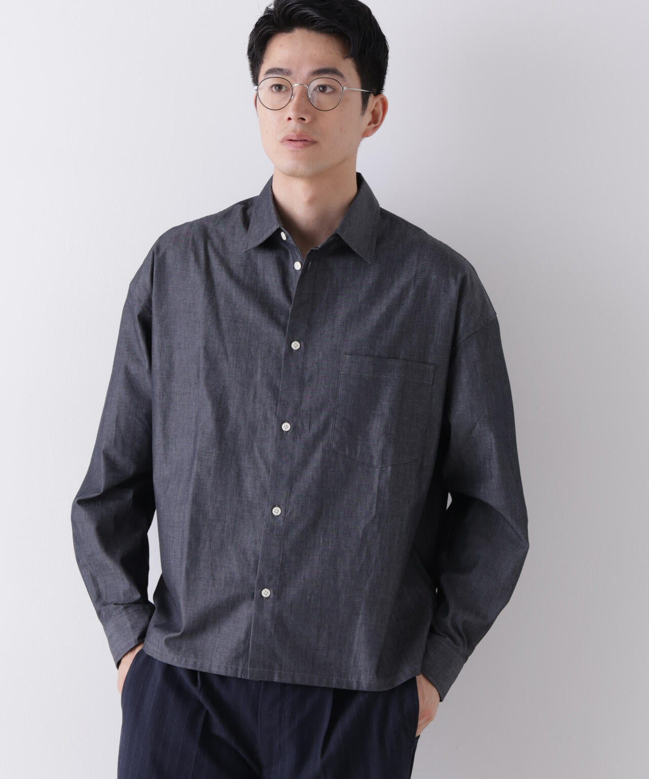 ｢James Fabric｣ ボクシークロップドシャツブルゾン 6686220210