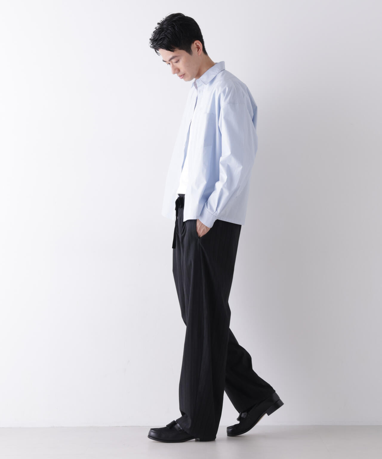 ｢James Fabric｣ ボクシークロップドシャツブルゾン 6686220210