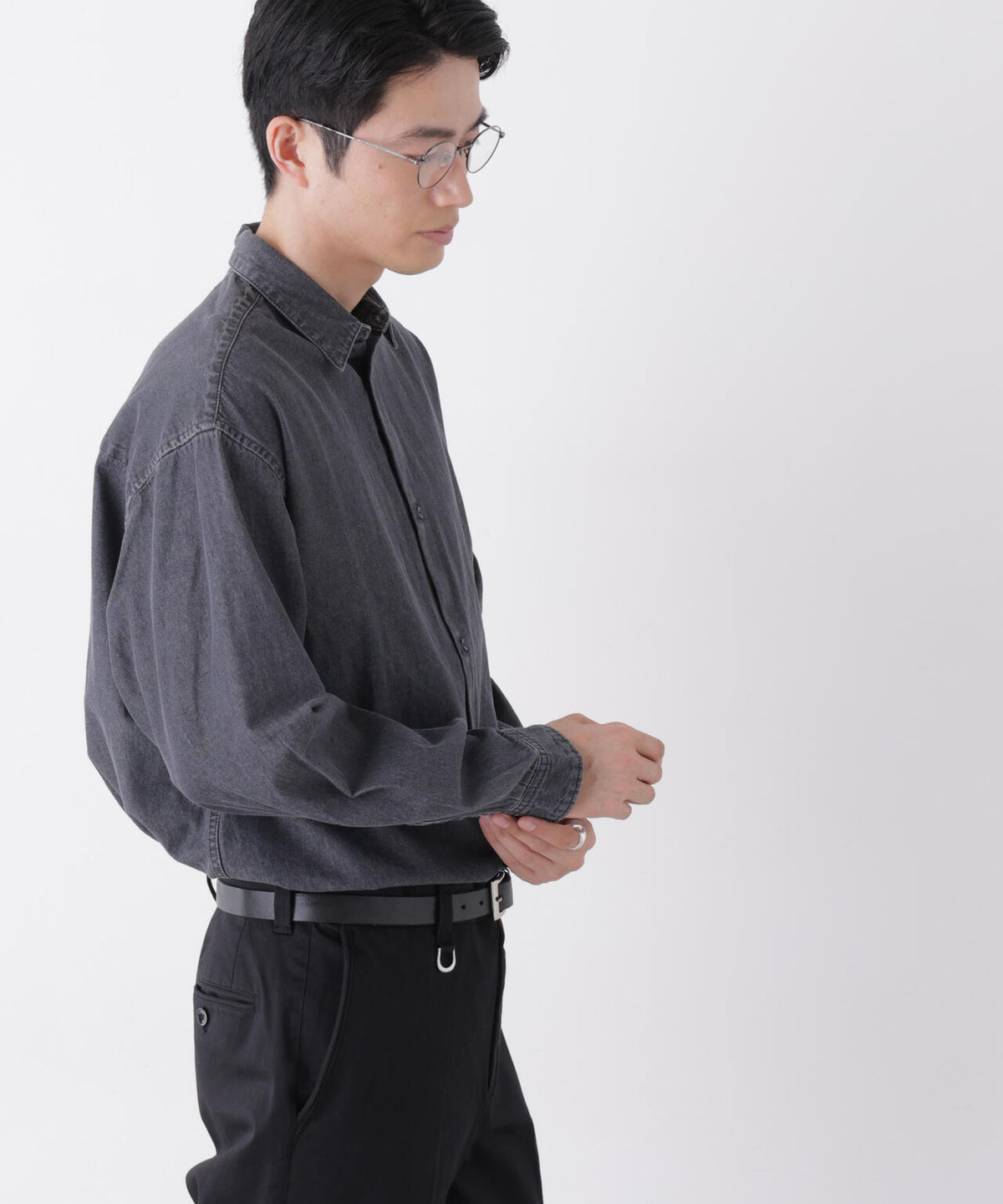 「OtoNANO」大人のワイドシャツ デニムシャツ 長袖 6686220215