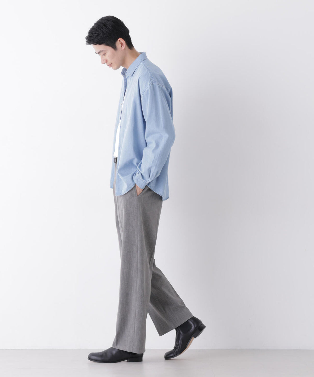 「OtoNANO」大人のワイドシャツ デニムシャツ 長袖 6686220215