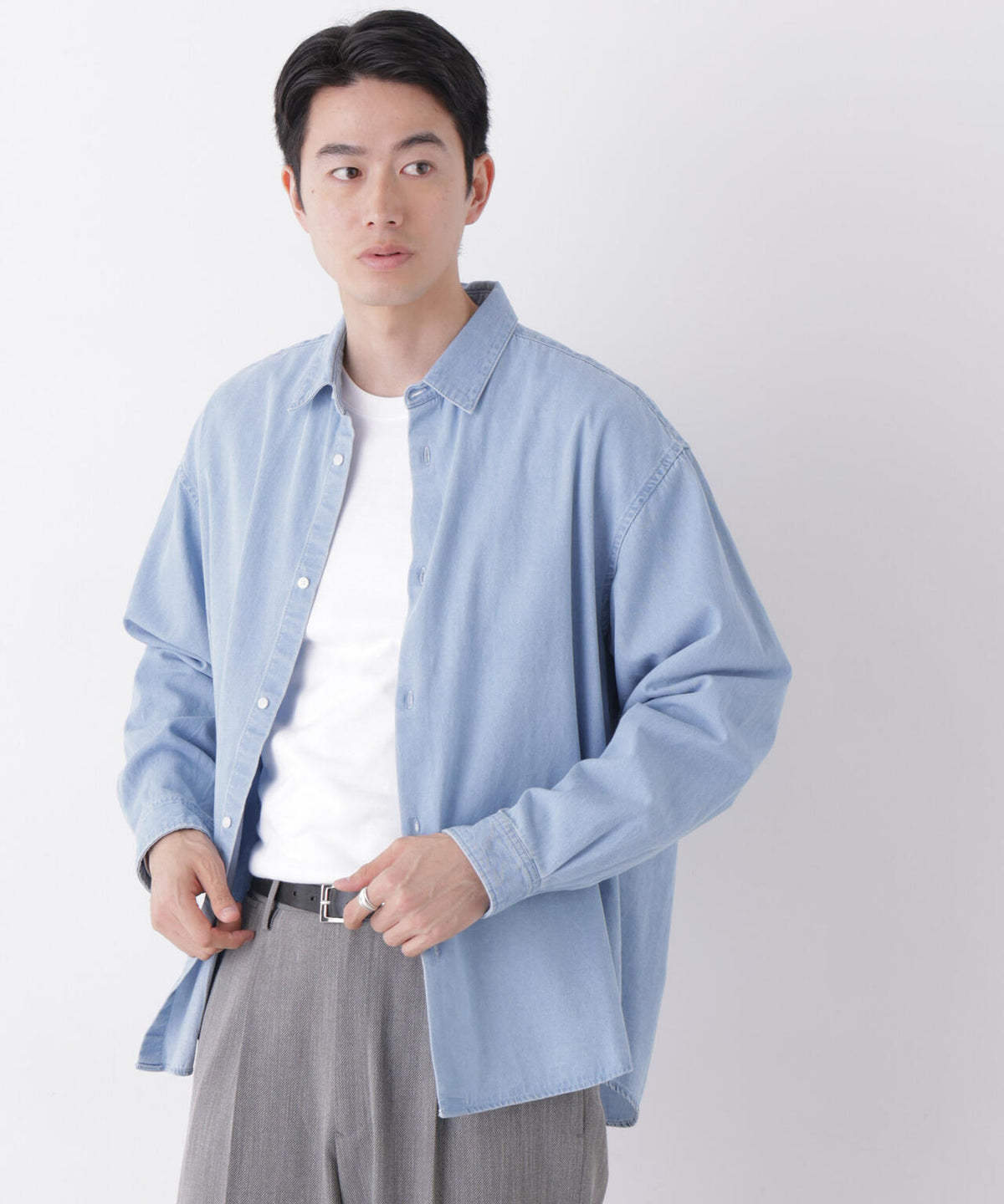 「OtoNANO」大人のワイドシャツ デニムシャツ 長袖 6686220215