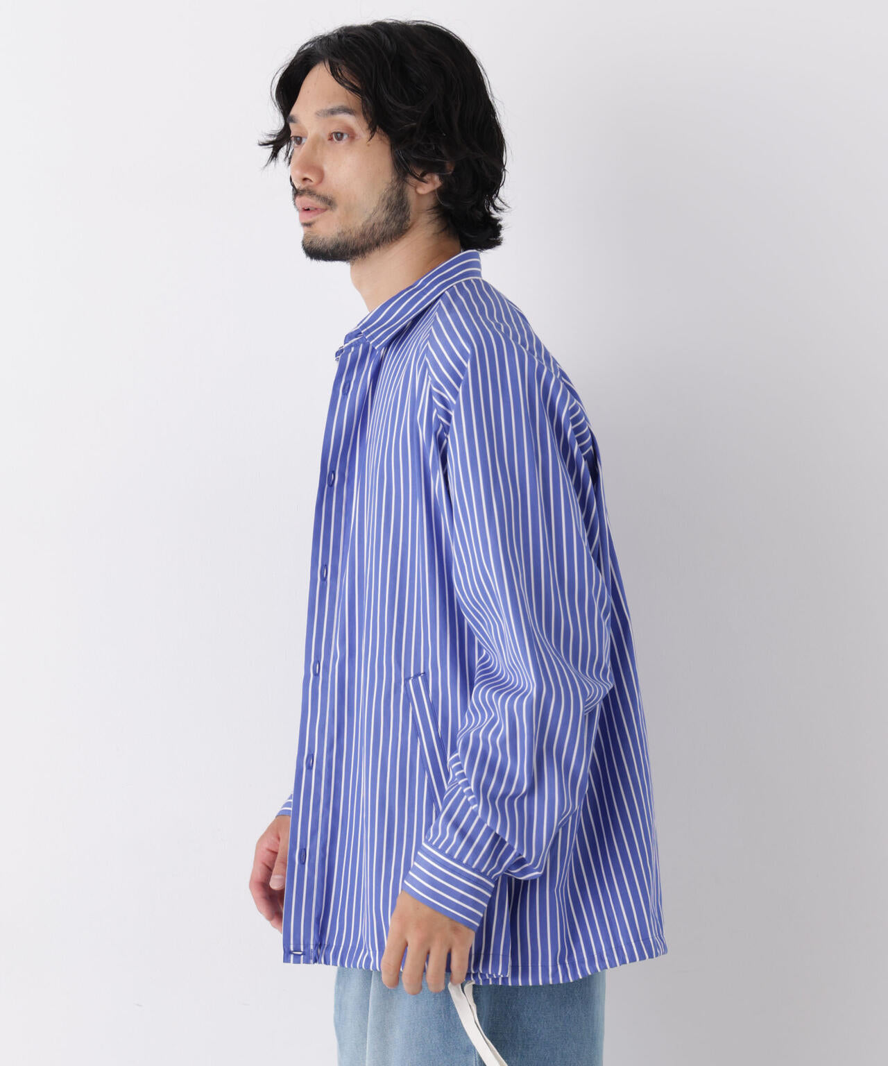 「OtoNANO」2WAYコーチシャツ スーピマコットンタイプライター/ストライプ 6686220226