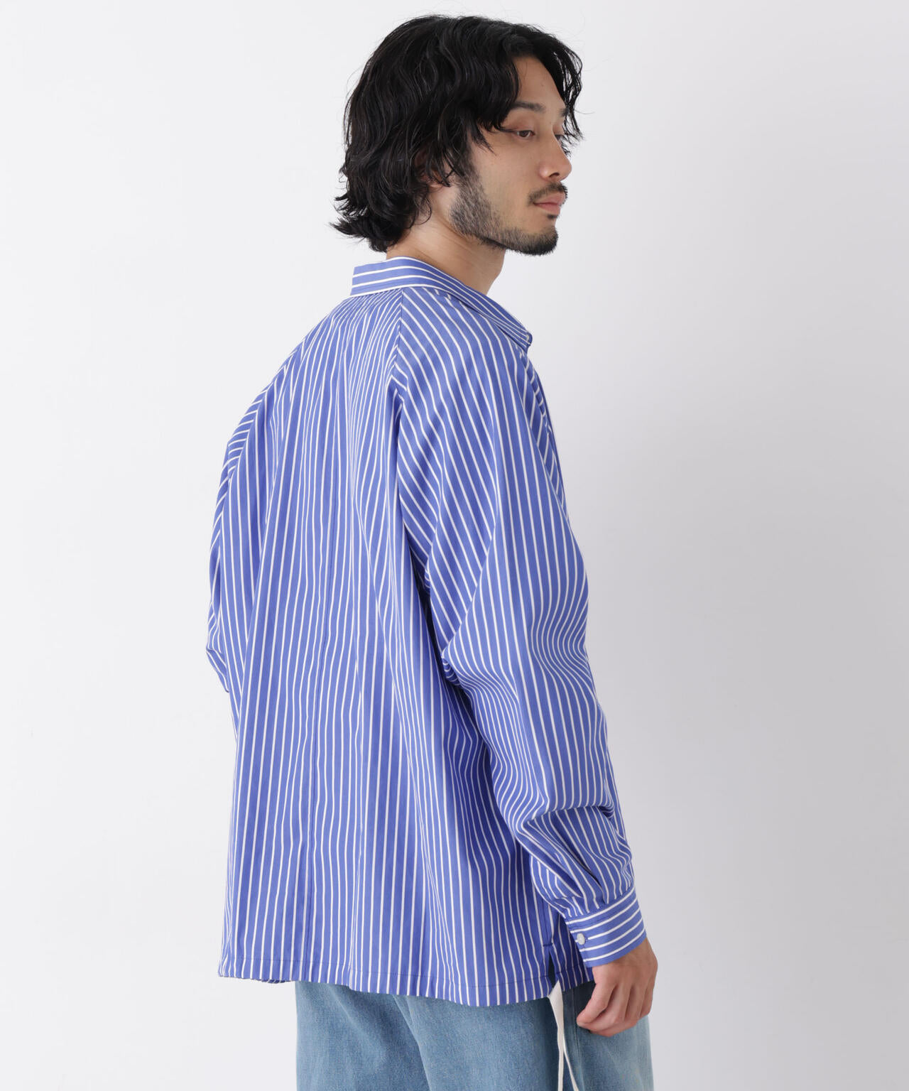 「OtoNANO」2WAYコーチシャツ スーピマコットンタイプライター/ストライプ 6686220226