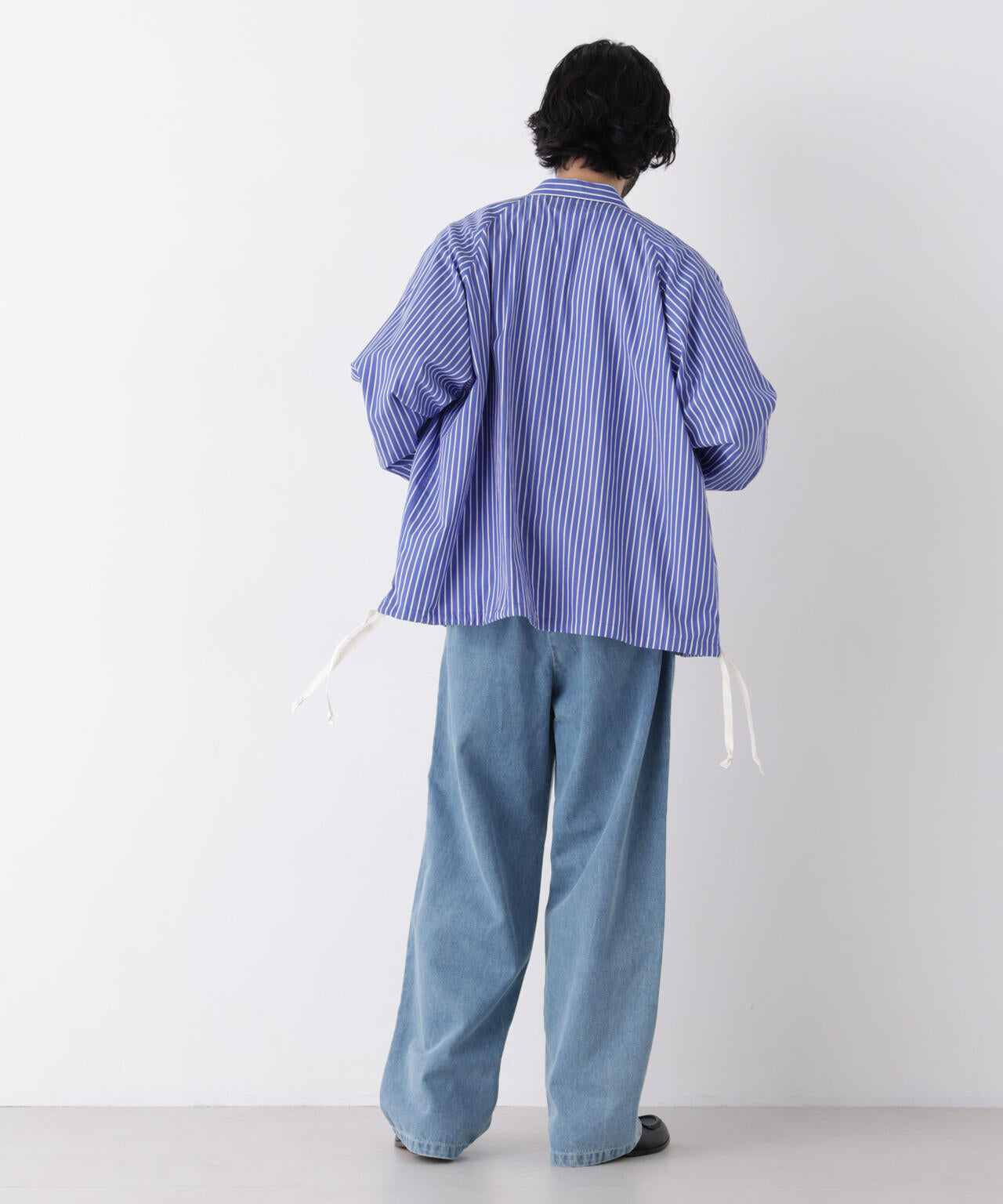 「OtoNANO」2WAYコーチシャツ スーピマコットンタイプライター/ストライプ 6686220226