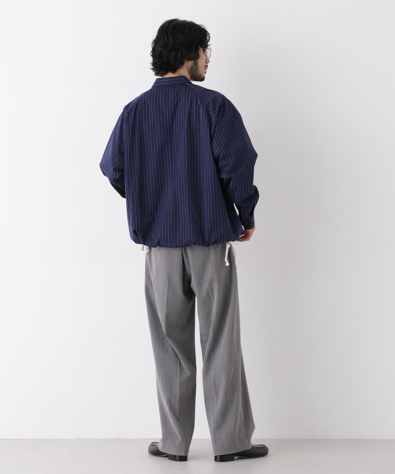 「OtoNANO」2WAYコーチシャツ スーピマコットンタイプライター/ストライプ 6686220226