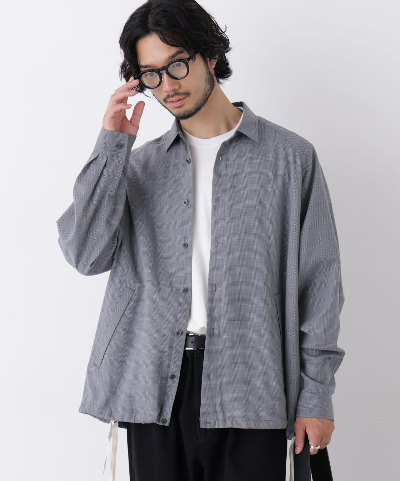 「OtoNANO」2WAYコーチシャツ コットンウールボイル/チェック 6686220227