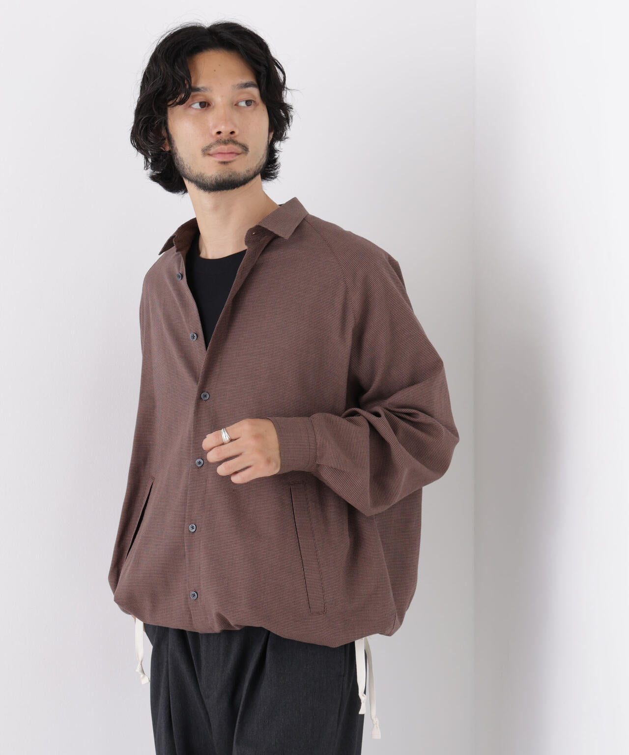 「OtoNANO」2WAYコーチシャツ コットンウールボイル/チェック 6686220227
