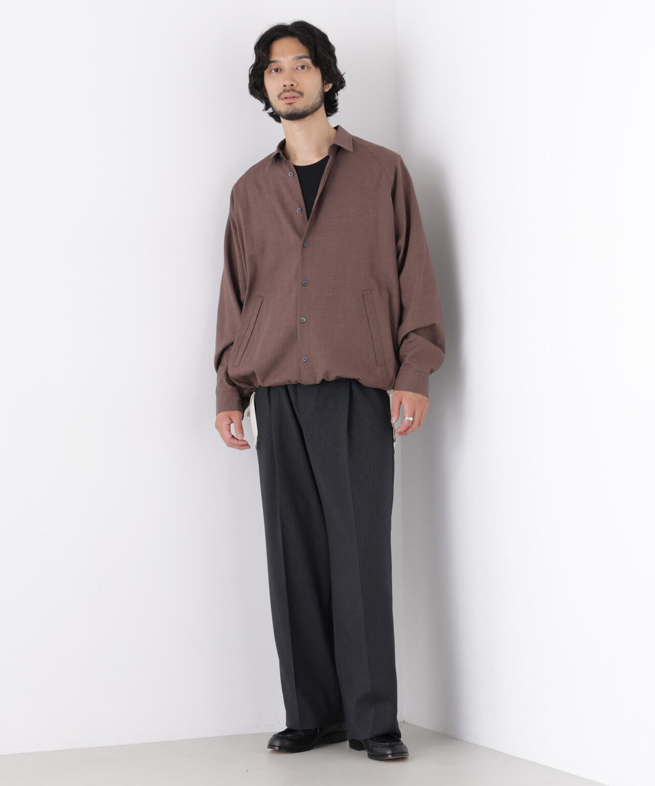 「OtoNANO」2WAYコーチシャツ コットンウールボイル/チェック 6686220227