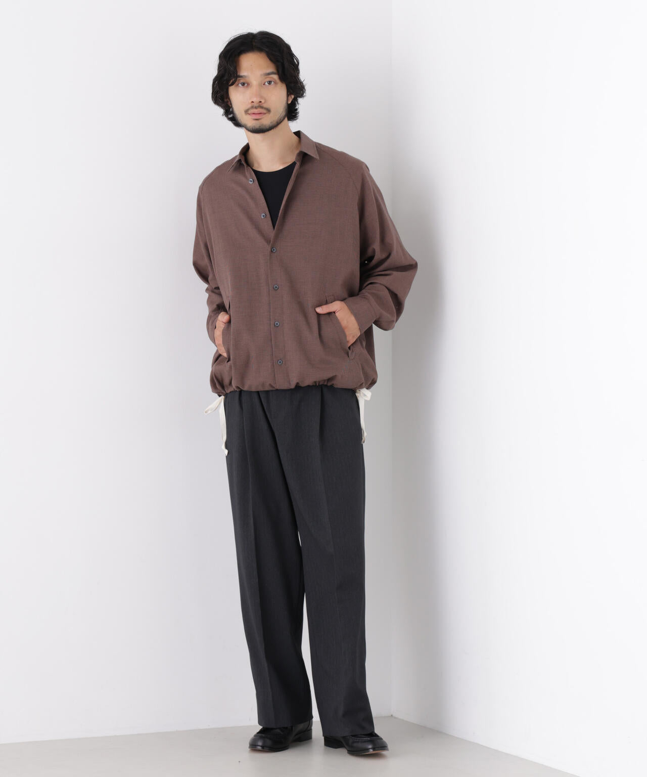 「OtoNANO」2WAYコーチシャツ コットンウールボイル/チェック 6686220227