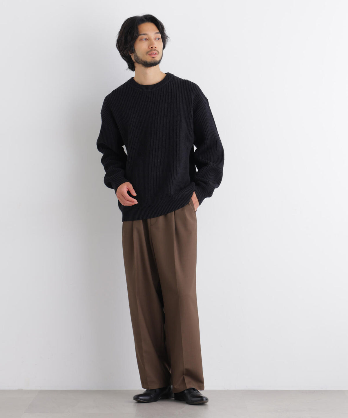 コットンMIXバルキークルーネックニット 6686222218