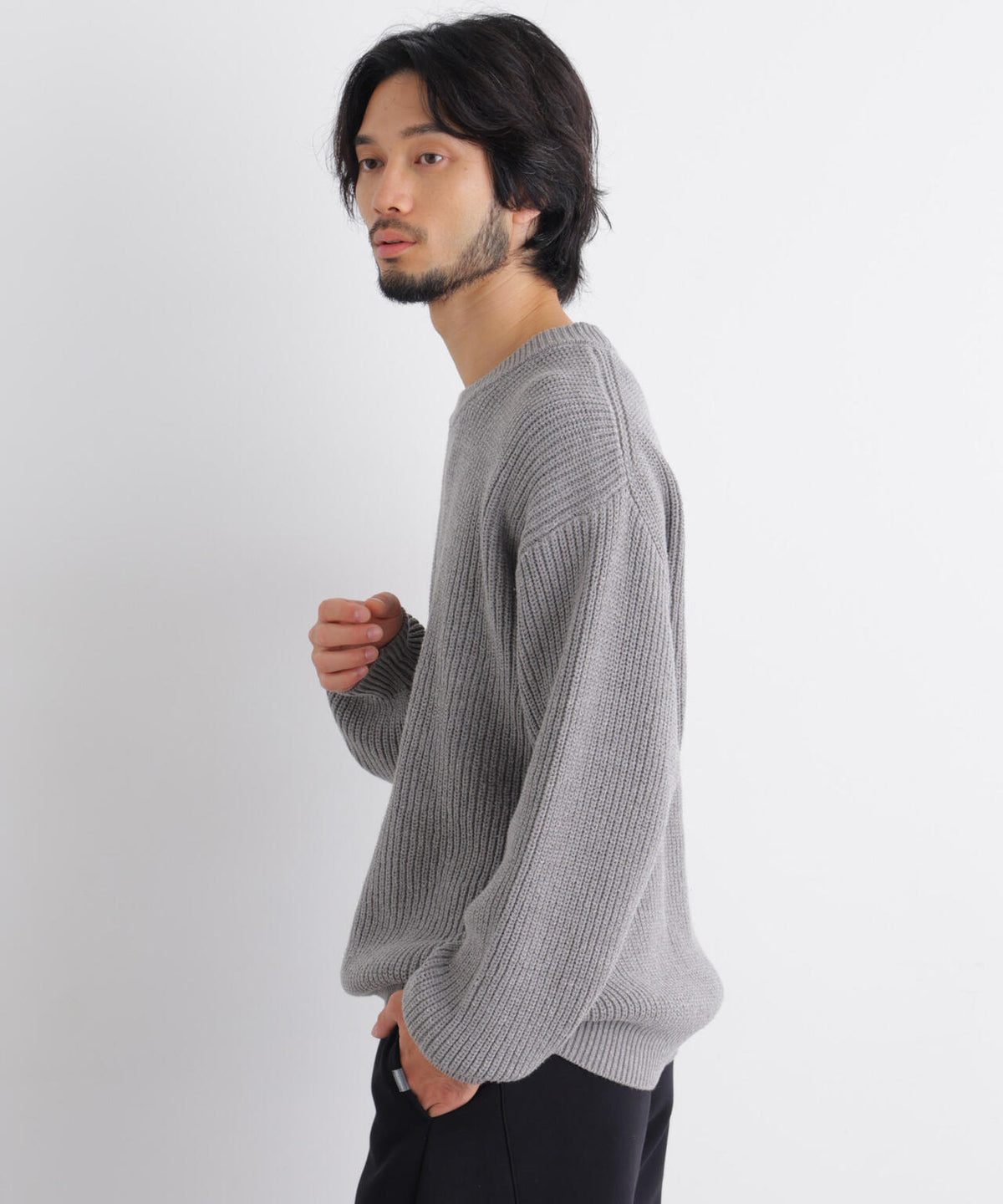 コットンMIXバルキークルーネックニット 6686222218